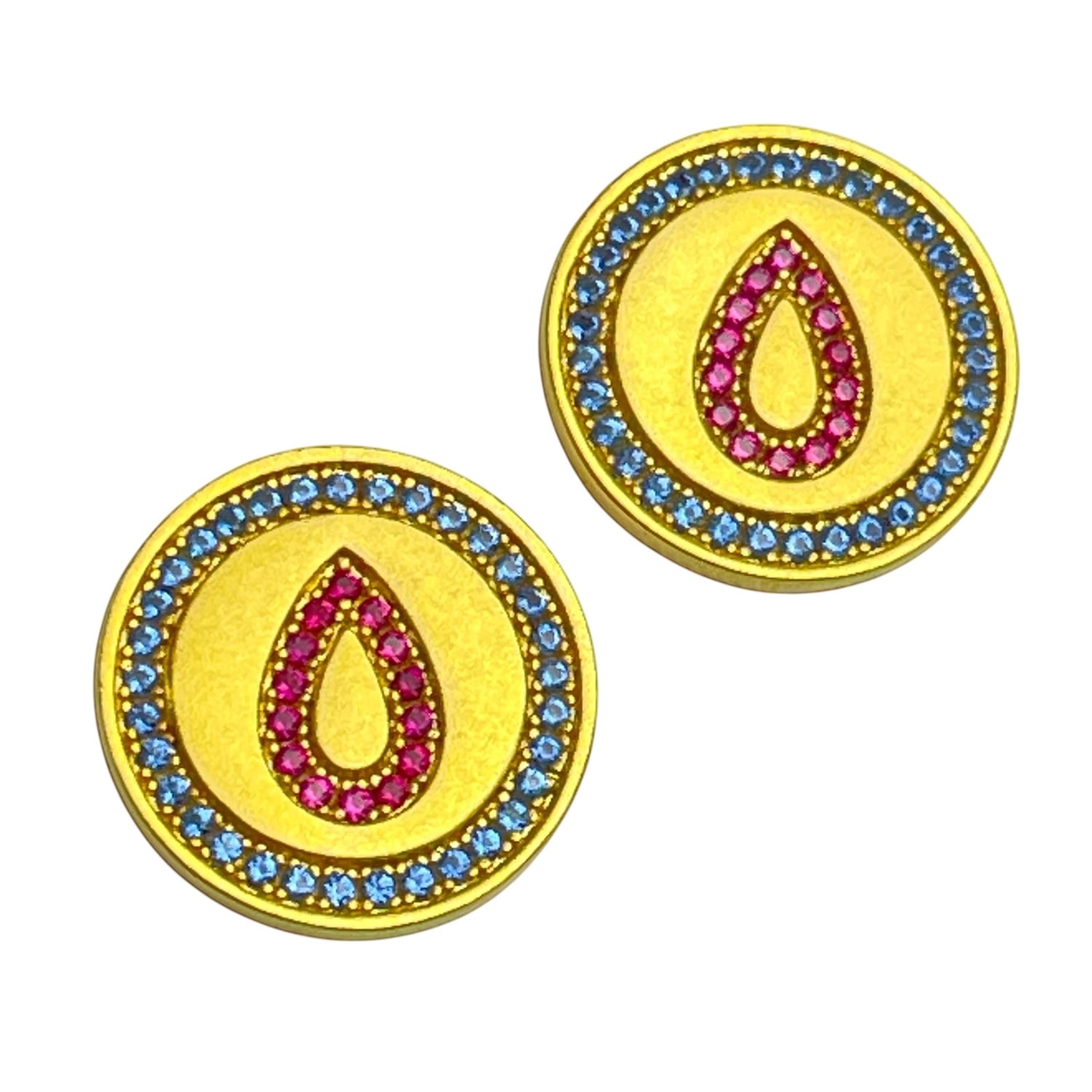 Dorota Lasak Women's Blue / Gold / Pink Sweet Blood Gold Vermeil Earrings In Multi