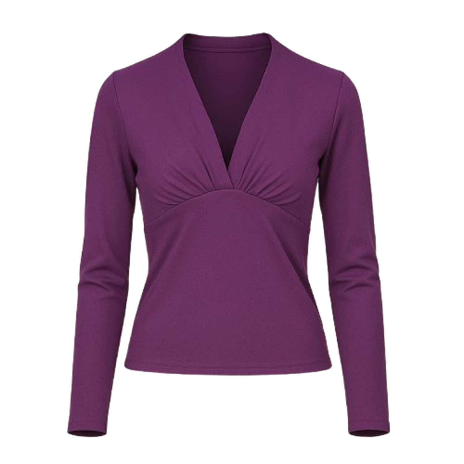 Conquista Pink / Purple Women's Viscose Elastane Jersey Top – Long Sleeve, Deep V-neck