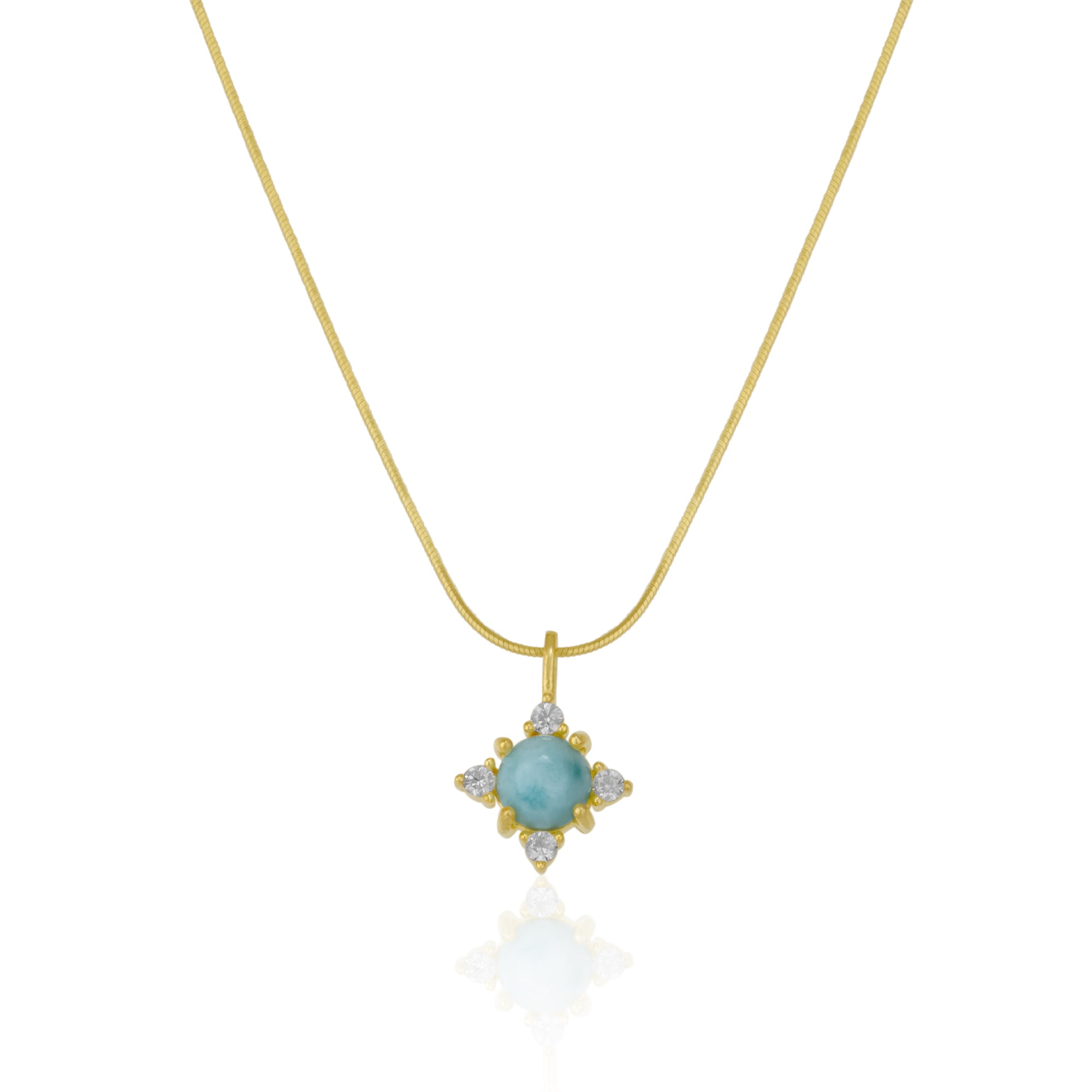 Spero London Women's Gold Blue Moonstone Sterling Silver Pendant Necklace With Fine Italian Chain In Gold