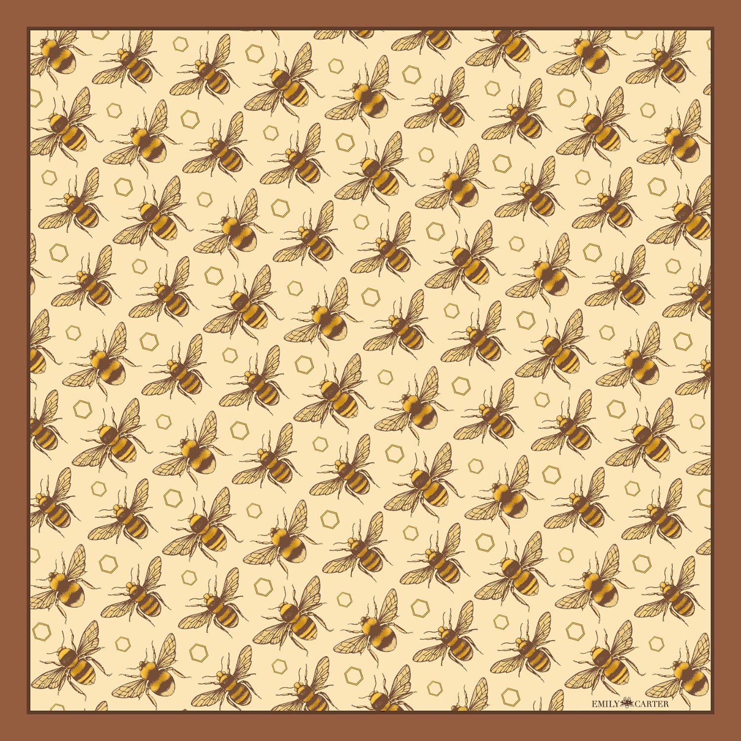 Emily Carter Women's Gold The British Bee Silk Scarf