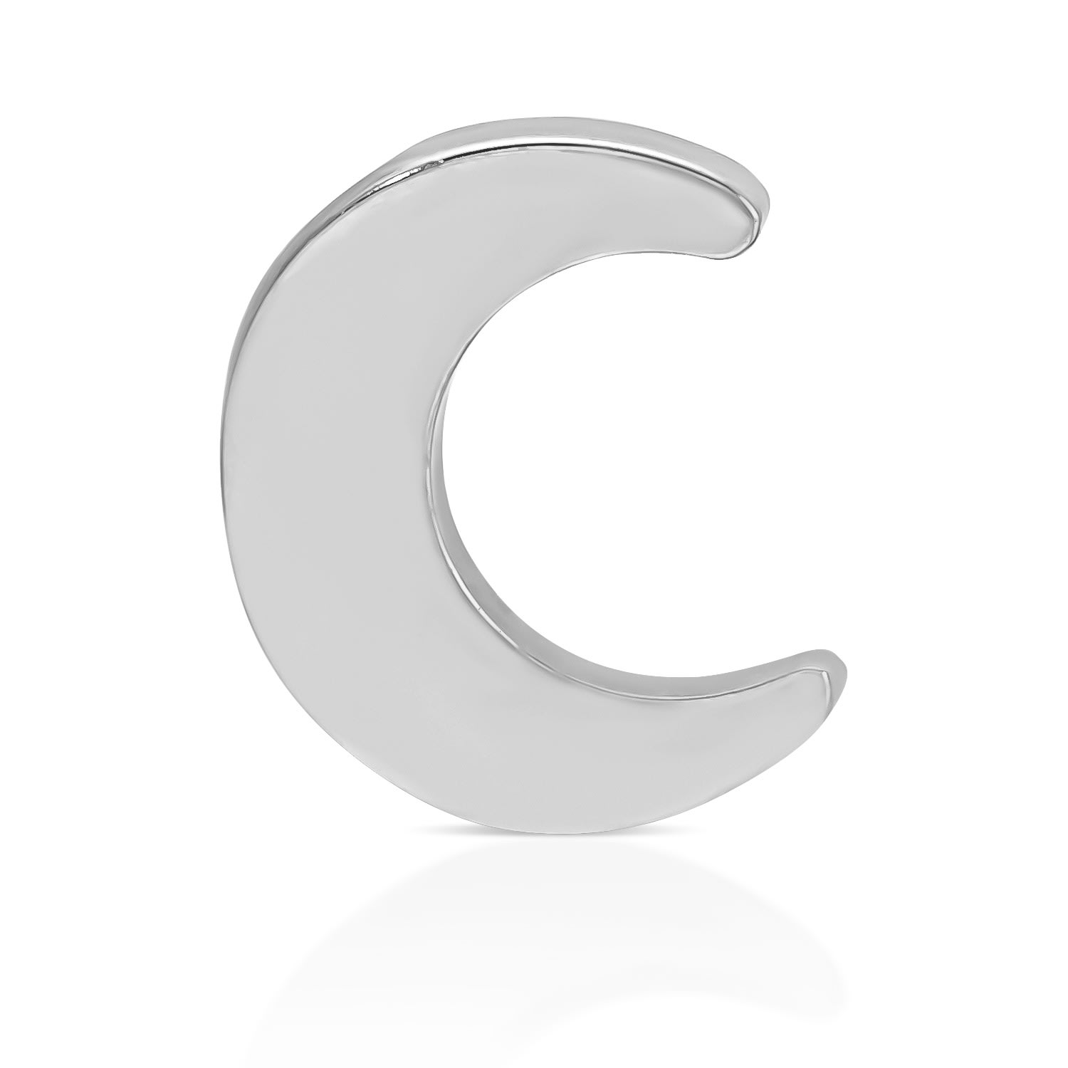 Maya Brenner Women's Charm Stud- 14k White Gold - Moon In Silver