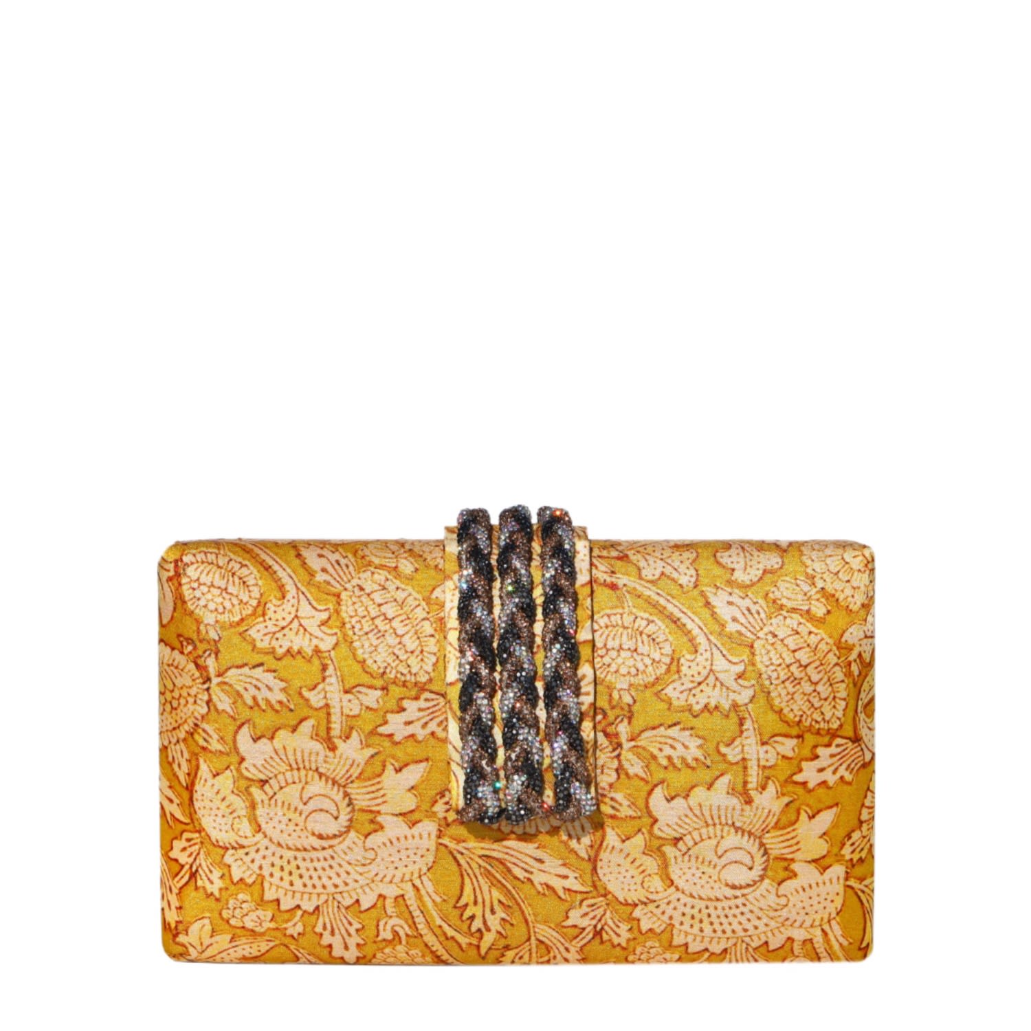 Shop Simitri Women's White / Yellow / Orange Sunflower Braided Fringe Clutch In White/yellow/orange