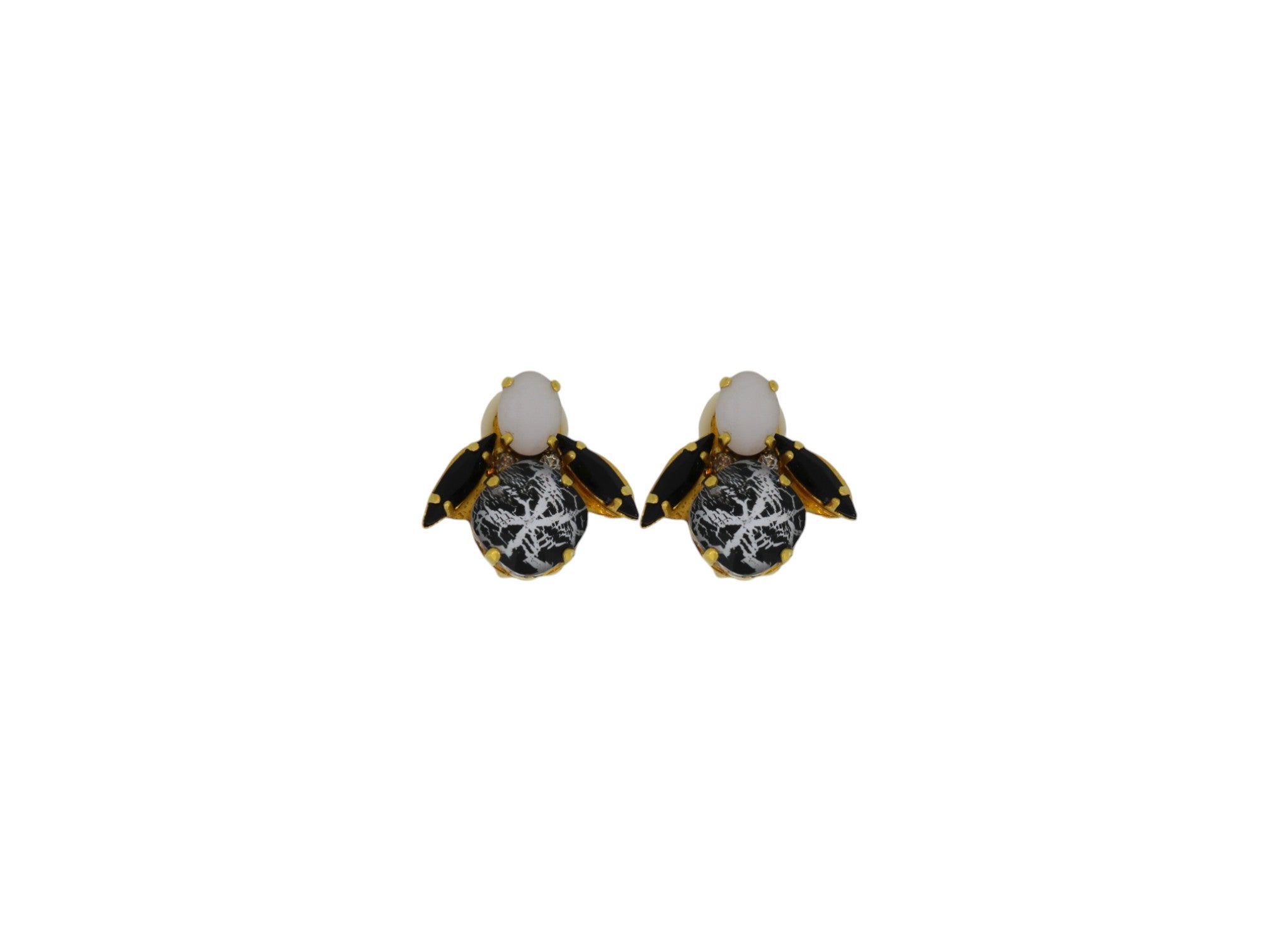 Vickisarge Women's The Spooky White Bee Earrings In Gold - Pierced