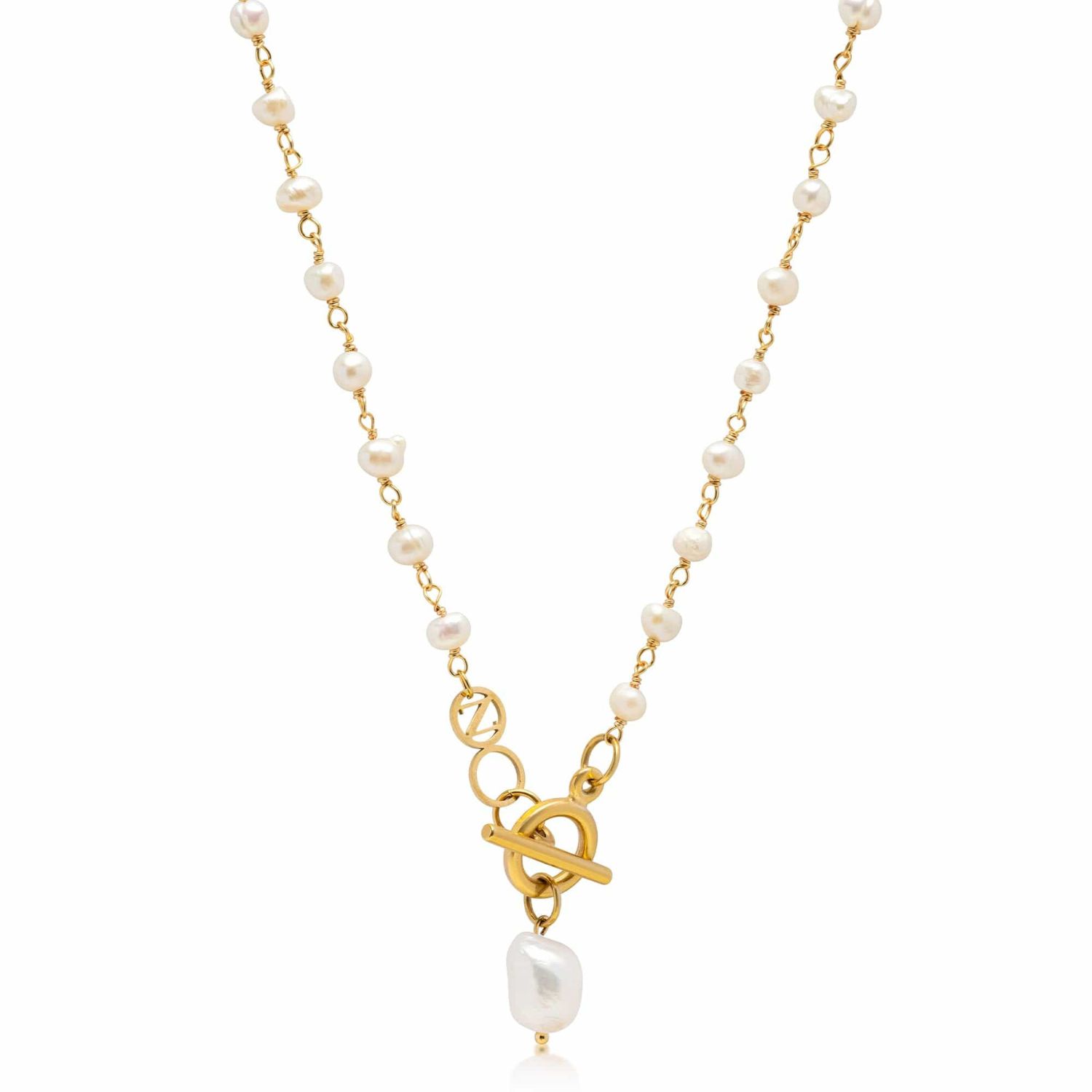 Nialaya White / Gold Women's Pearl Wrap Necklace In Multi