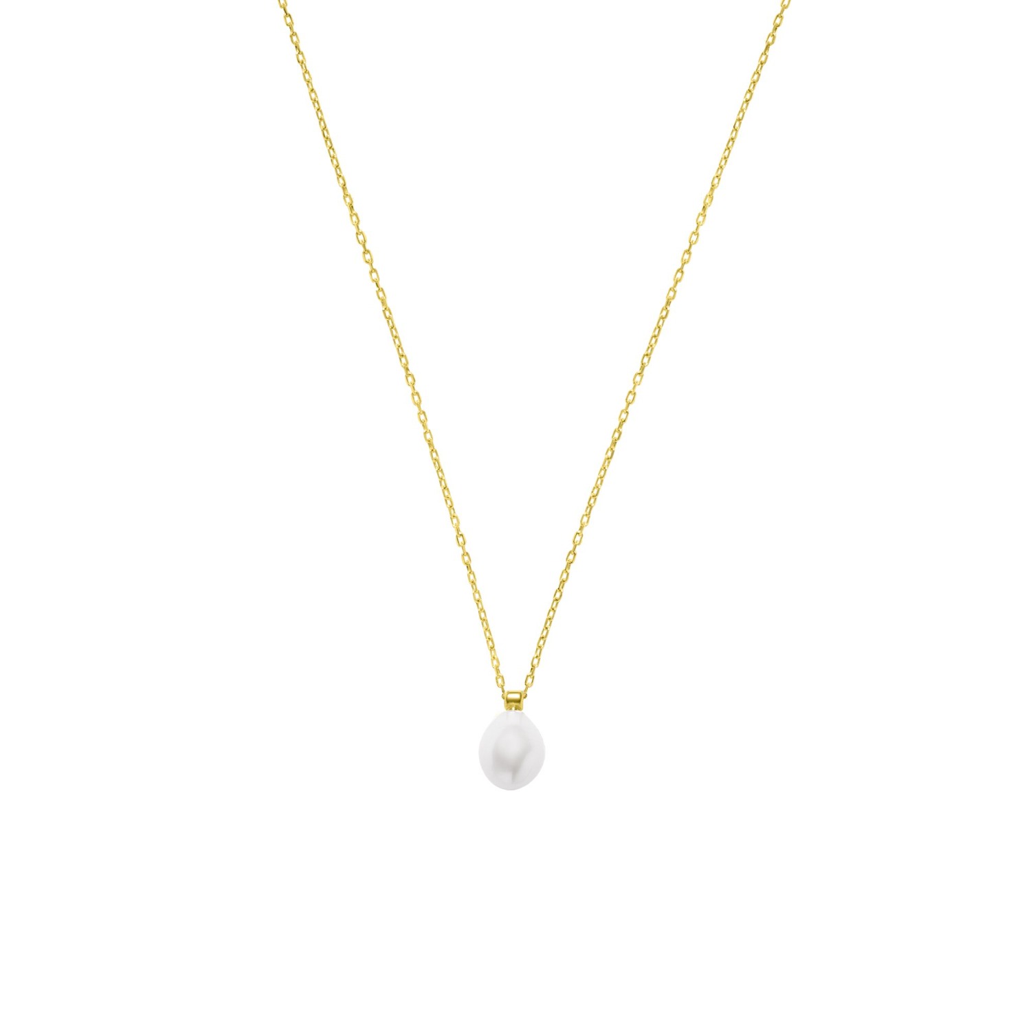Zelveti Women's White / Gold Pearl Pendant Necklace
