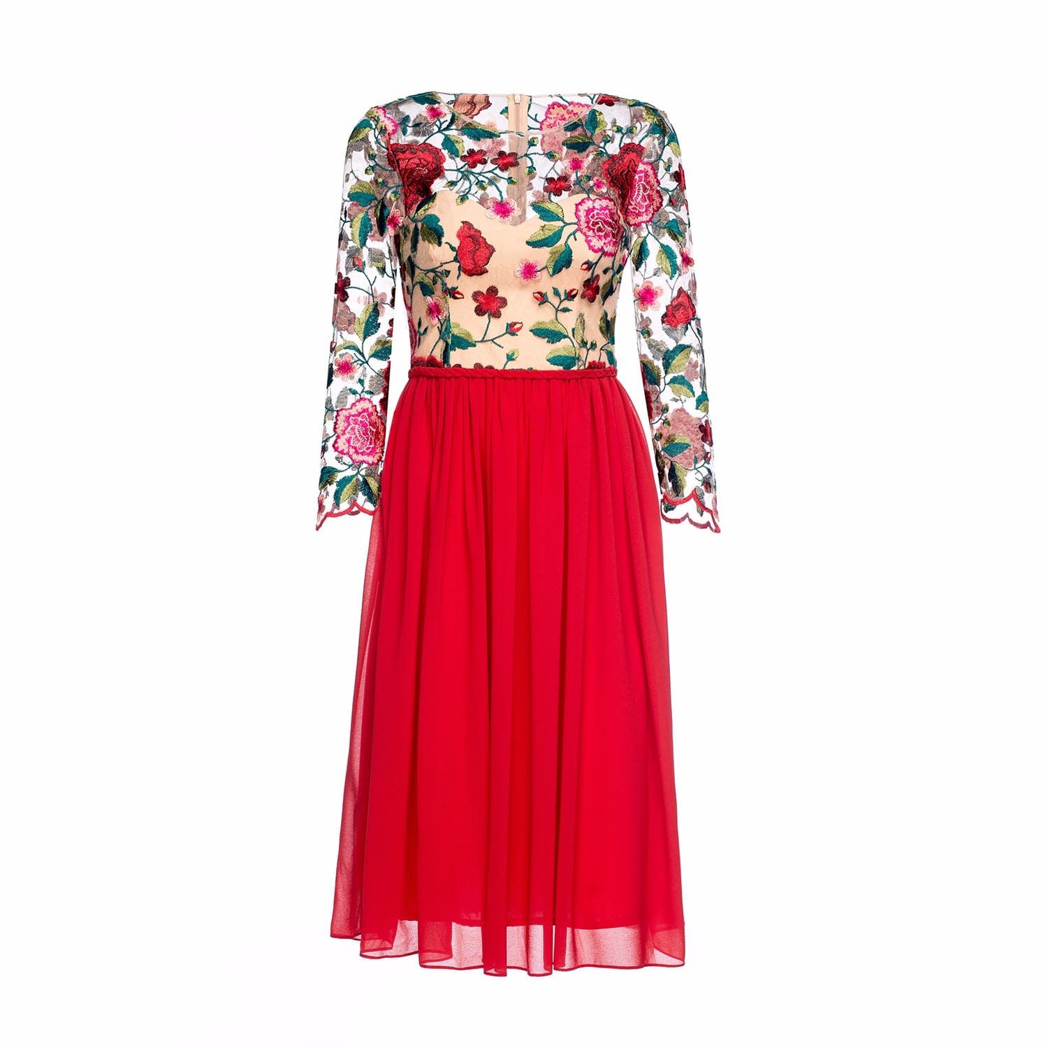 Flared Dress with Delicate Embroidery Nissa Wolf & Badger