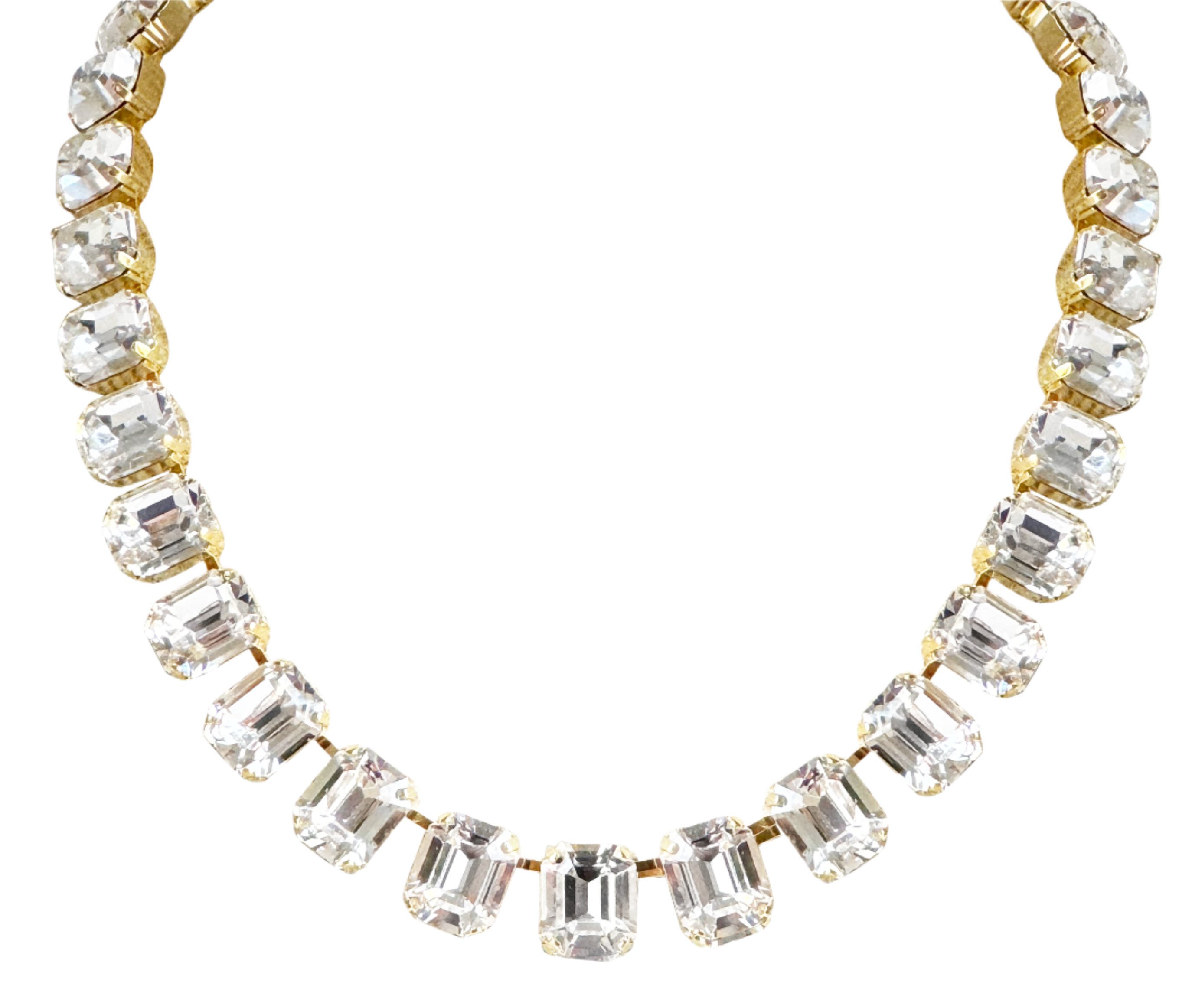 Laura Gray Women's White Diamond Crystal Square Cut Necklace