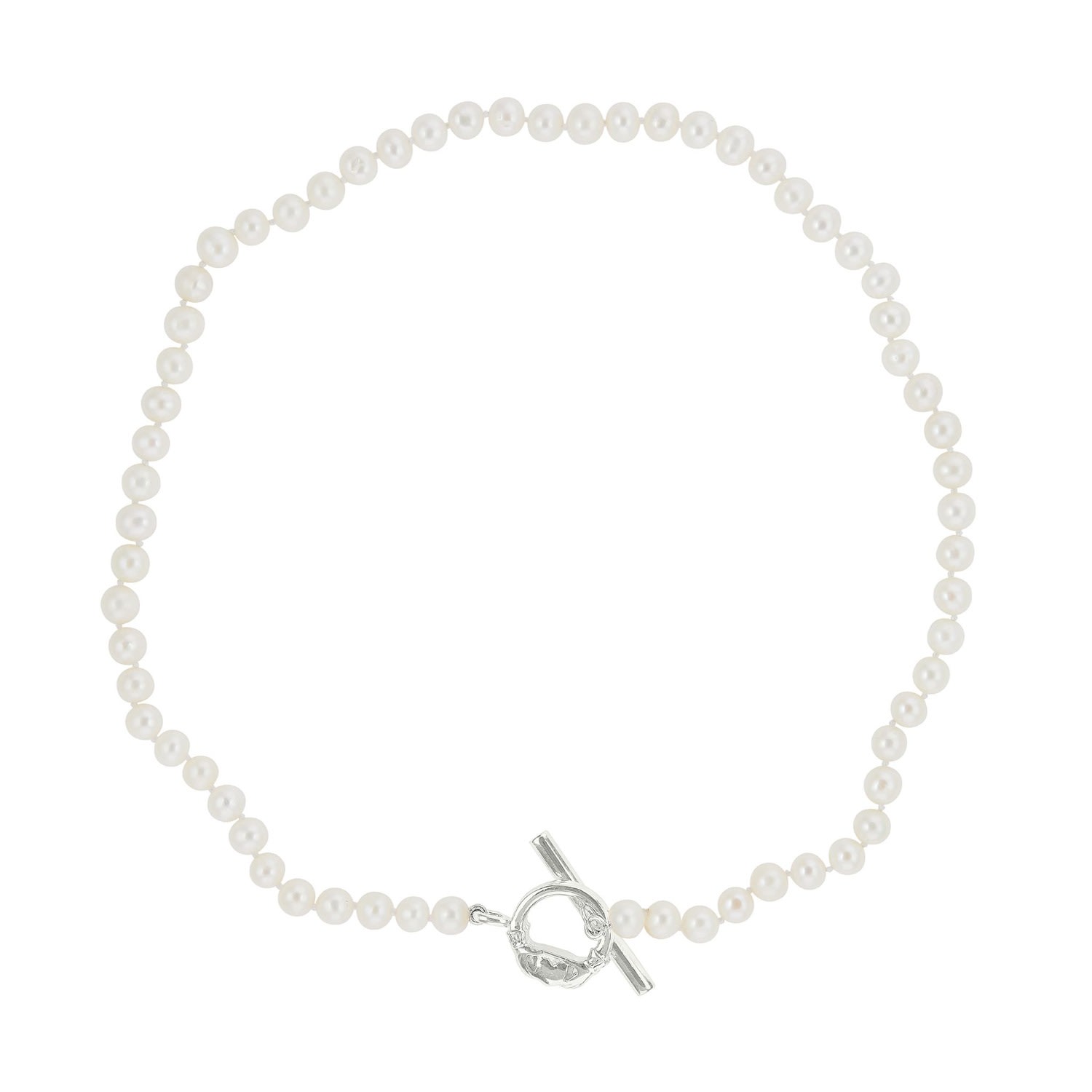 Katie Mullally Limited Women's Pearls, Fresh Water Necklace Signature Katie Mullally Claddagh Silver Clasp In Silver