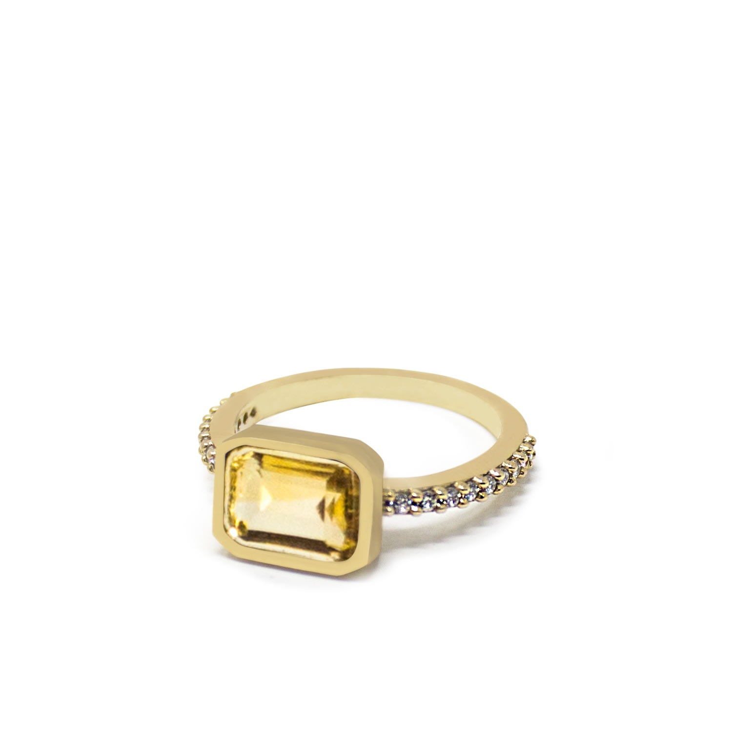 Vintouch Italy Women's Yellow Luccichio Gold Vermeil Citrine Sparkle Ring In Yellow