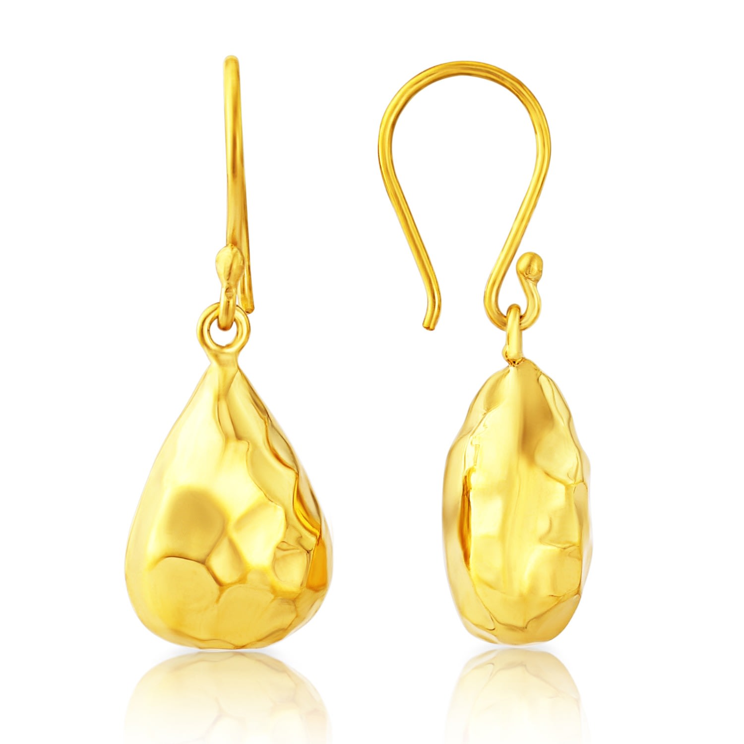 Auree Jewellery Women's Orba Yellow Gold Vermeil Hammered Teardrop Earrings