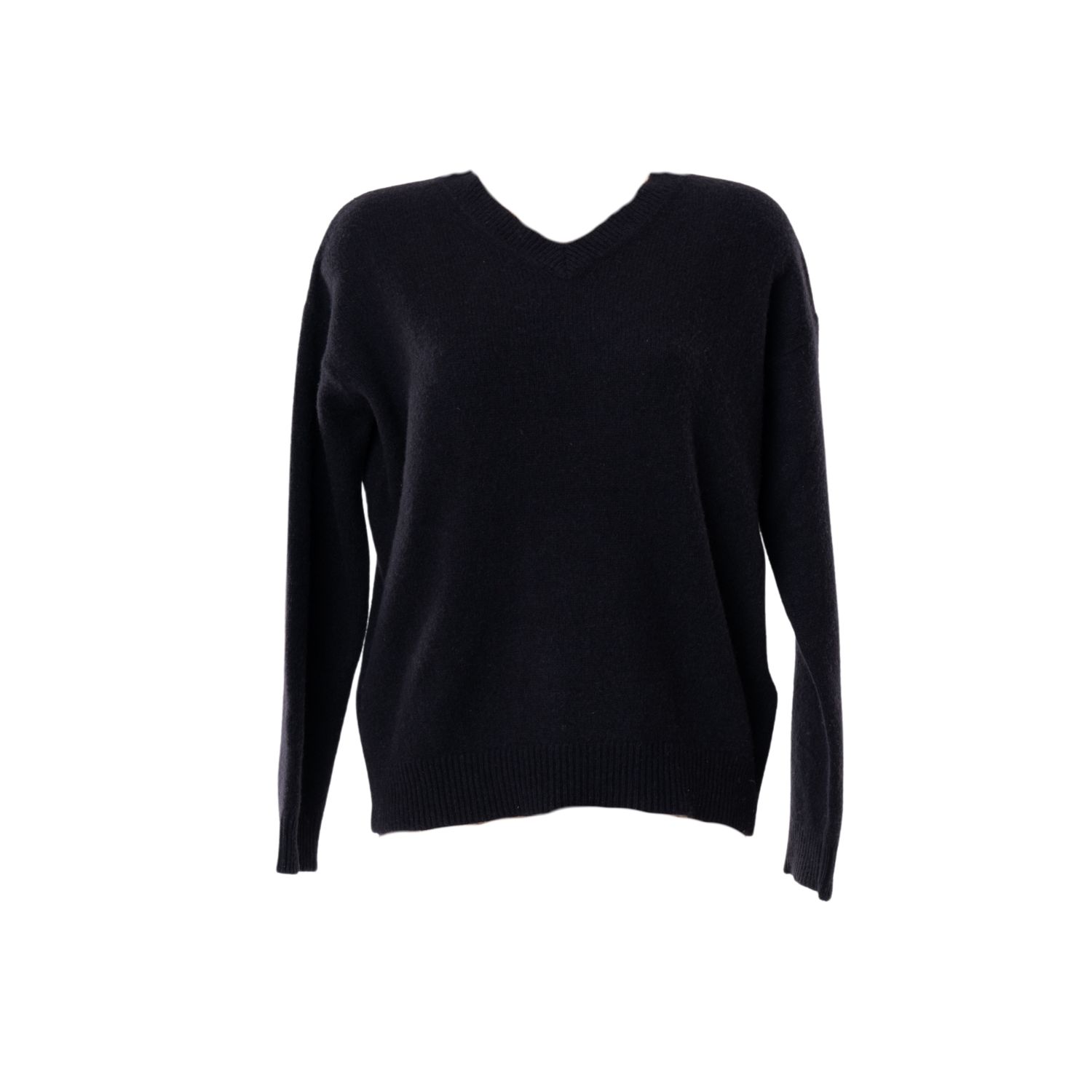 Altramoda Redressing The World Women's V-neck Sweater In Wool And Cashmere In Black In Black