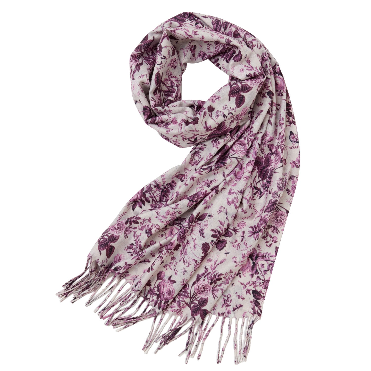 FABLE ENGLAND WOMEN'S RED FABLE RAMBLING ROSE HEAVYWEIGHT SCARF BURGUNDY