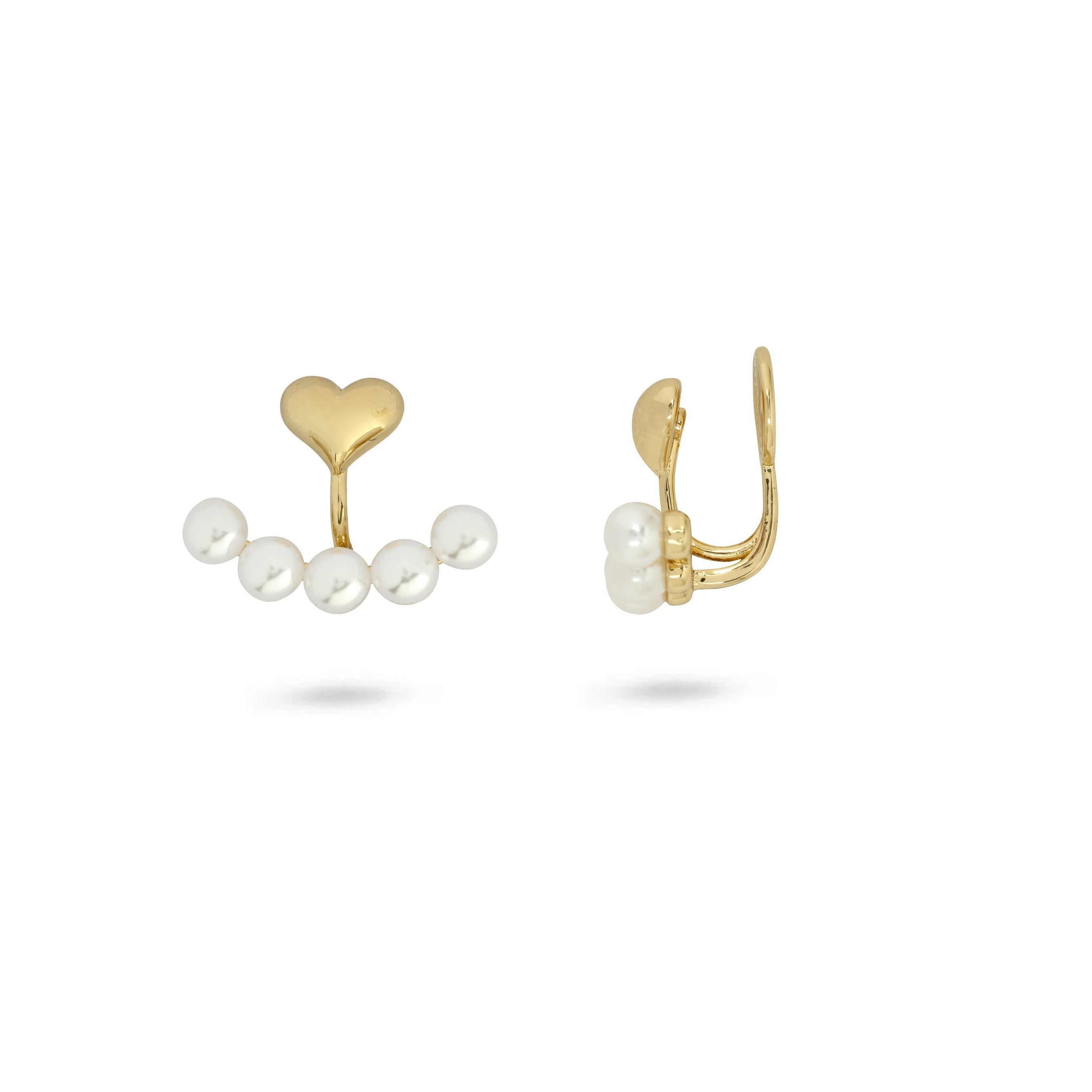 Gold Trip Women's Gold / White Pearl Ear Jacket Clip On Earrings In Gold