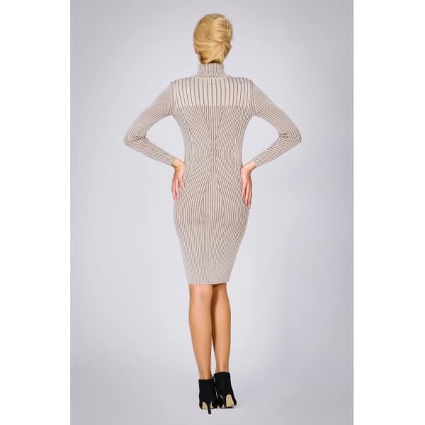 Rumour London Cleo Oatmeal Two-tone Ribbed Knit Dress In Knit