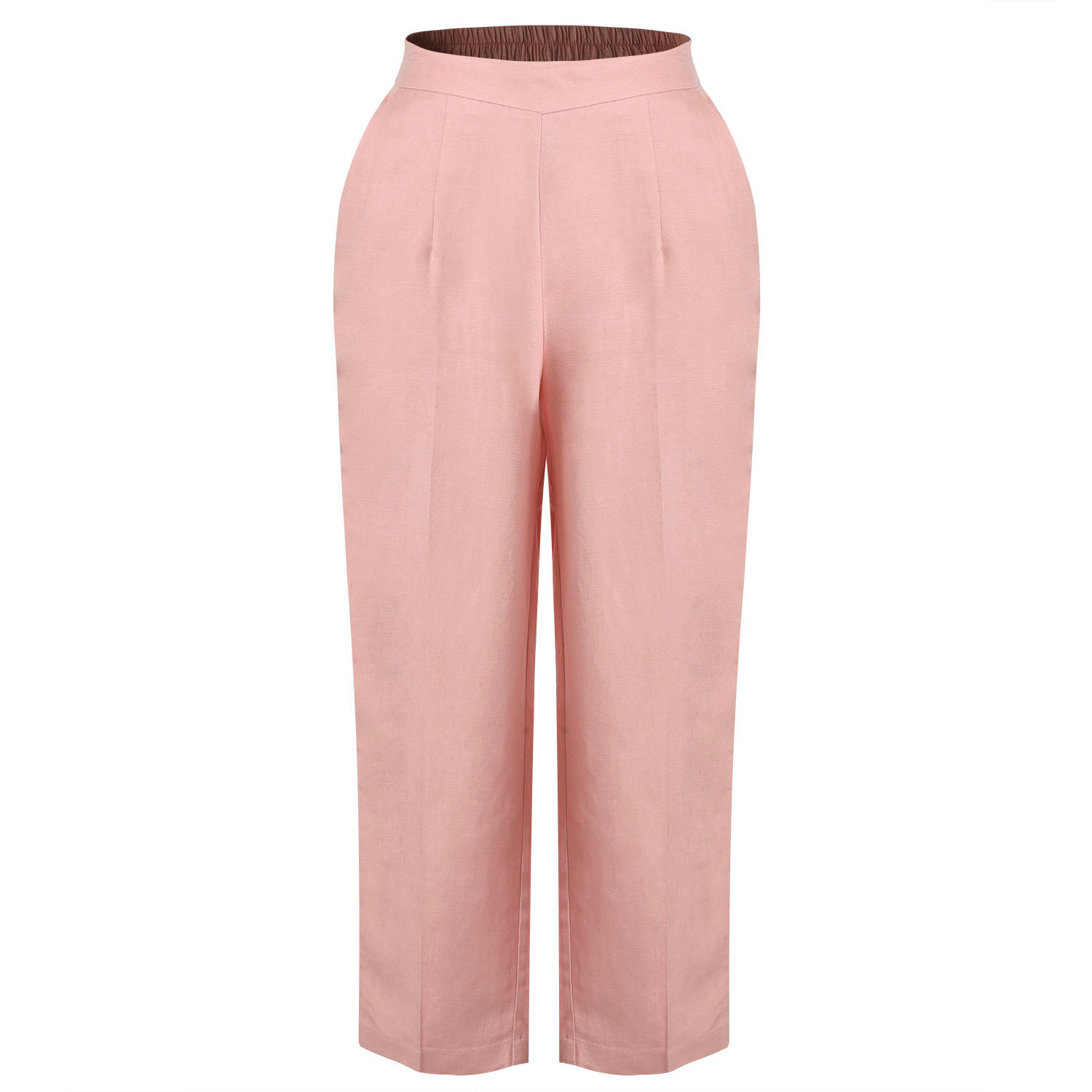 Smart And Joy Women's Pink / Purple Straight Linen Pants - Light Pink In Pink/purple