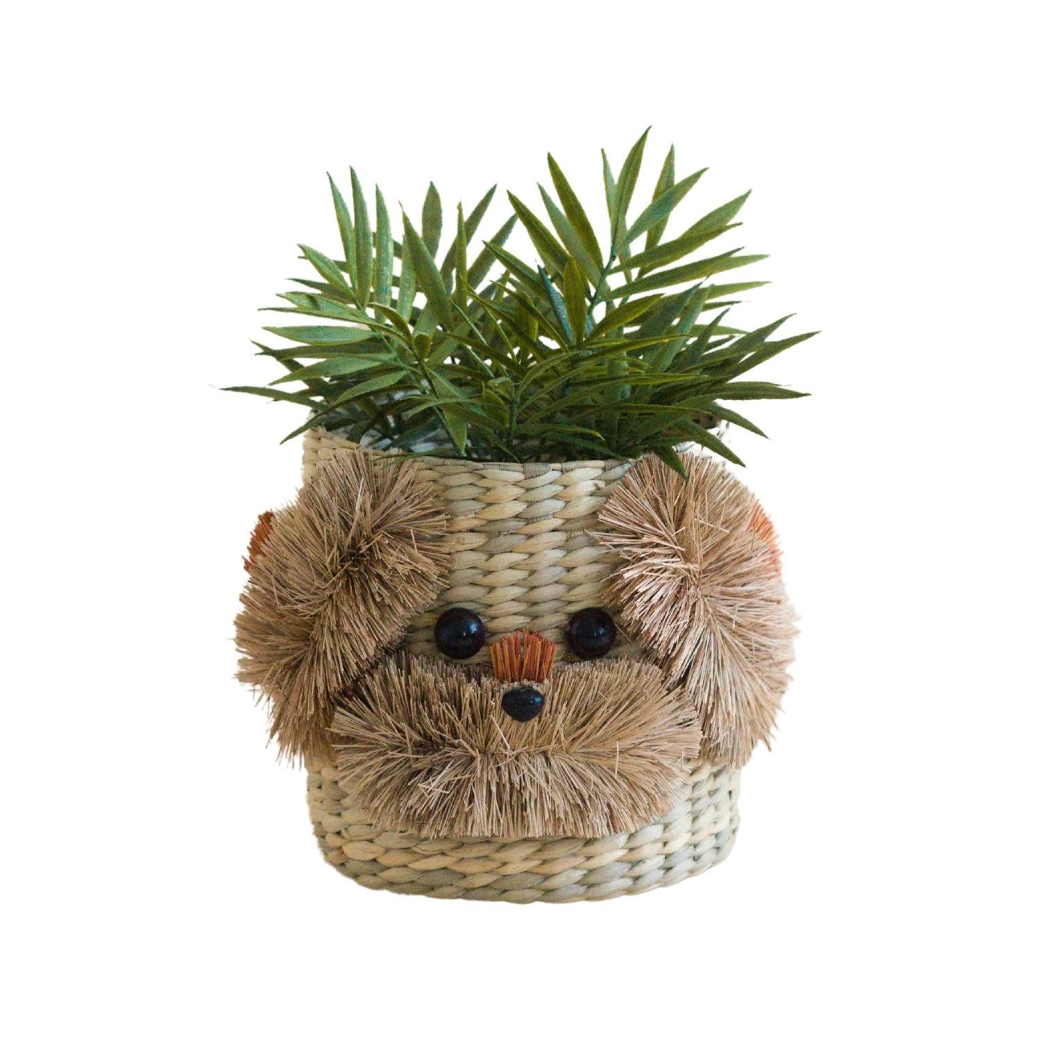 Neutrals Dog Seagrass Basket Planter - Animal Planter Likh