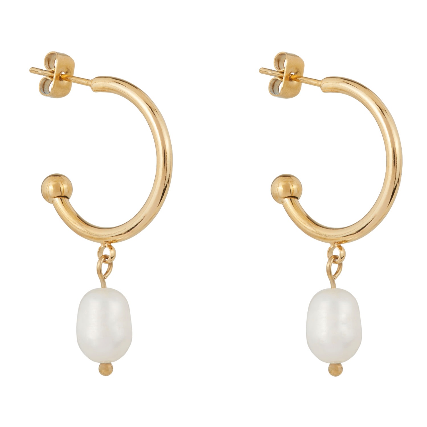 Ballinger Women's Slim Gold Freshwater Pearl Hoop Earrings In Gold