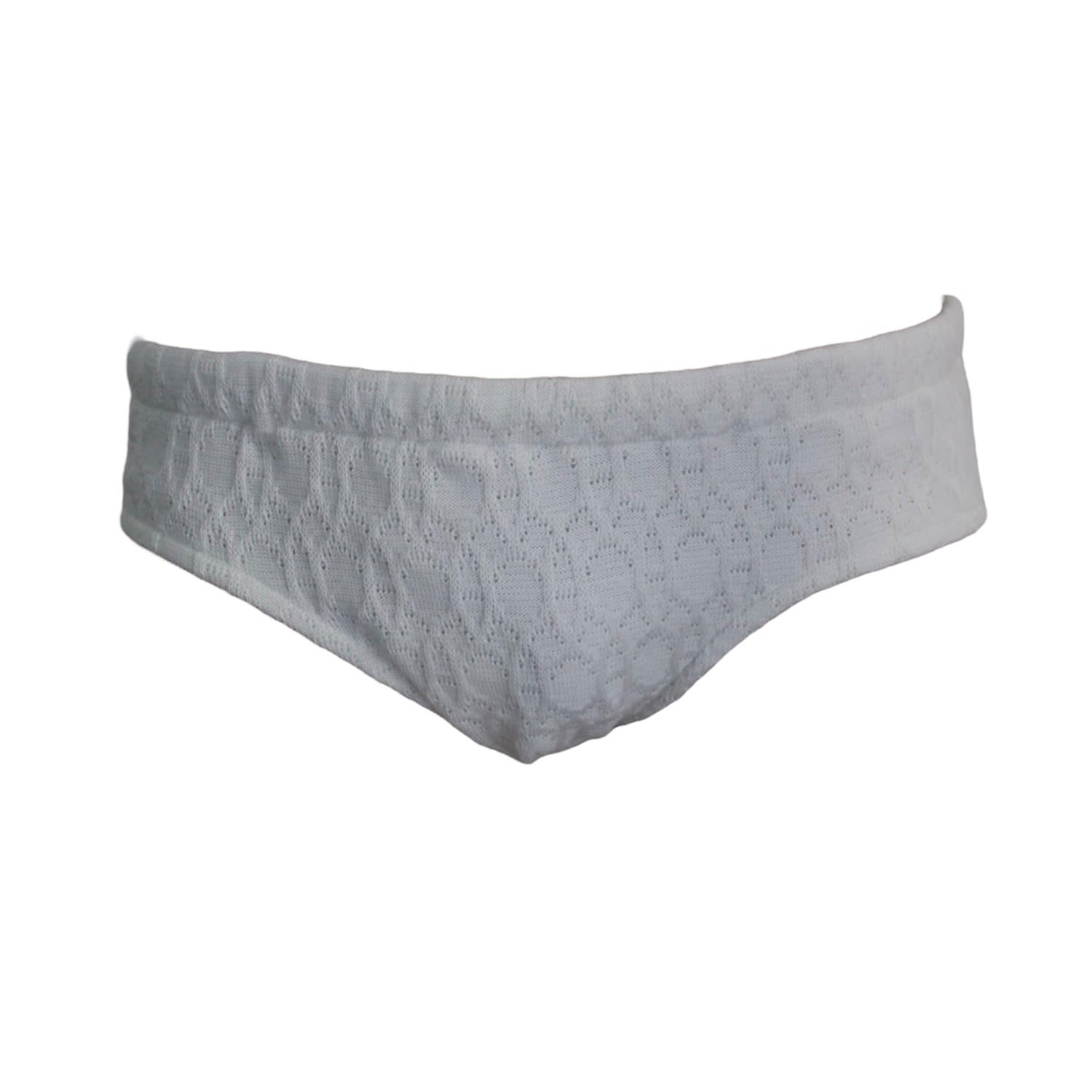 Men’s Salty Engraving Swim Brief - White Medium Maria Aristidou