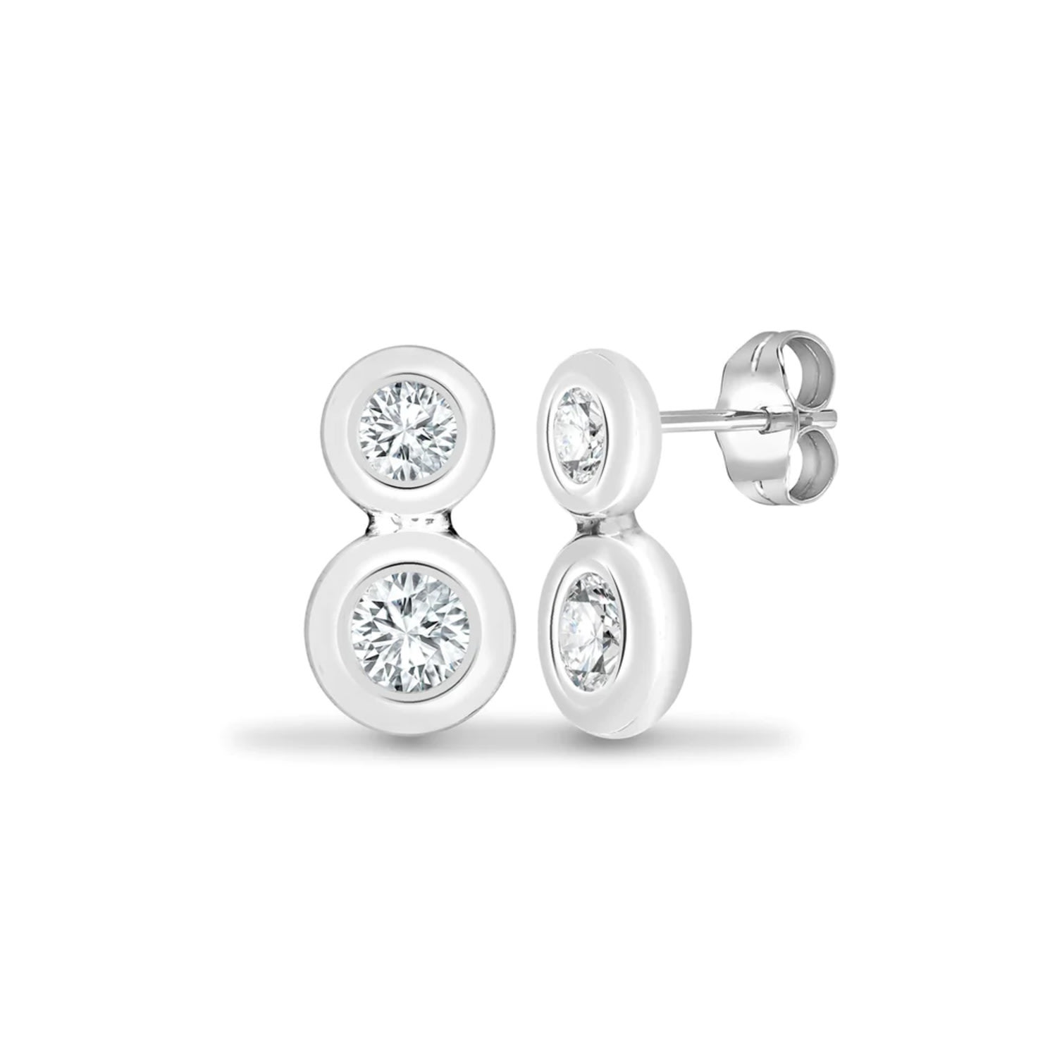 Cervin Blanc Women's Silver / White White Gold Two Diamonds Drop Earrings In Multi