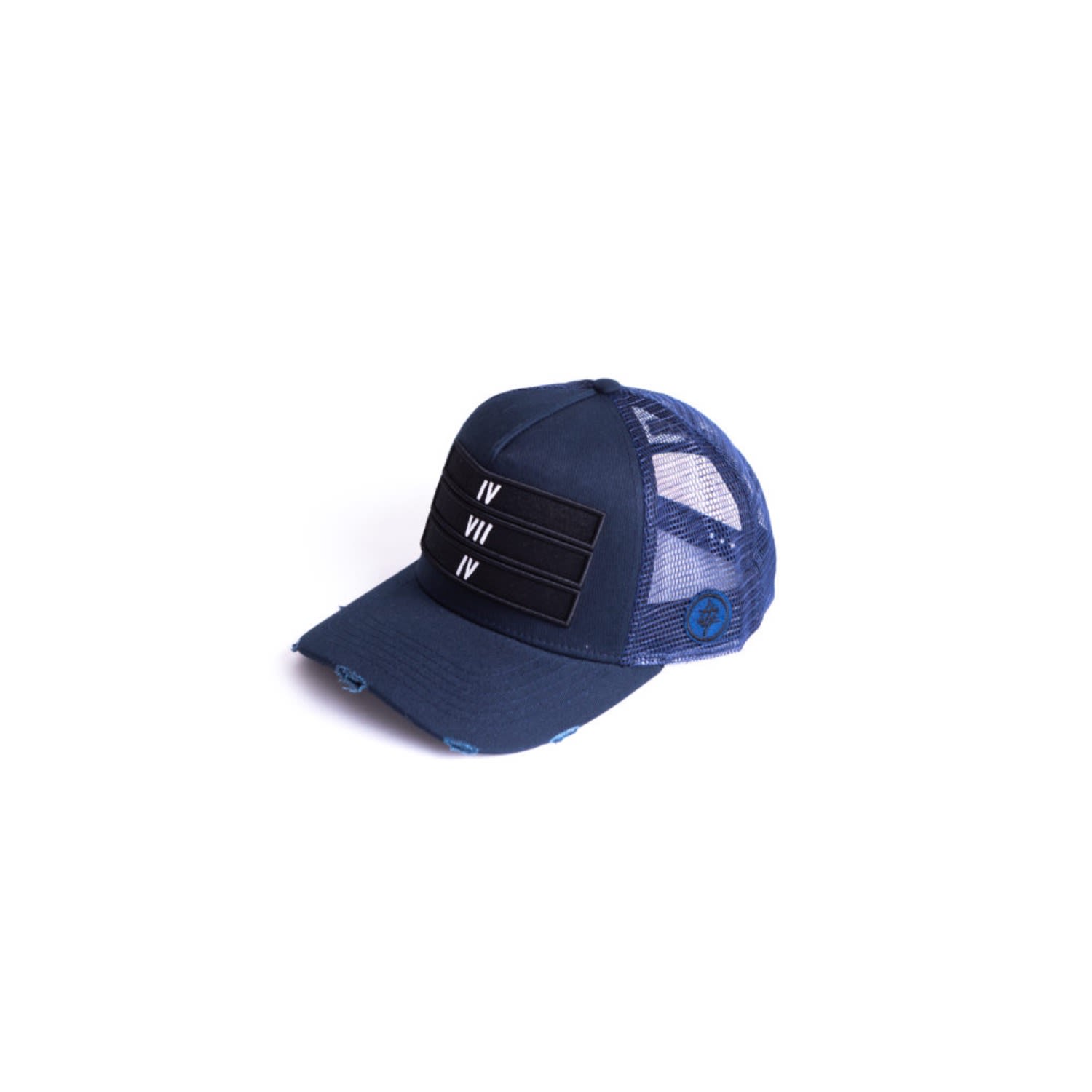 474 Co Men's 474 Black 3d Distressed Trucker Hat - Blue In Blue