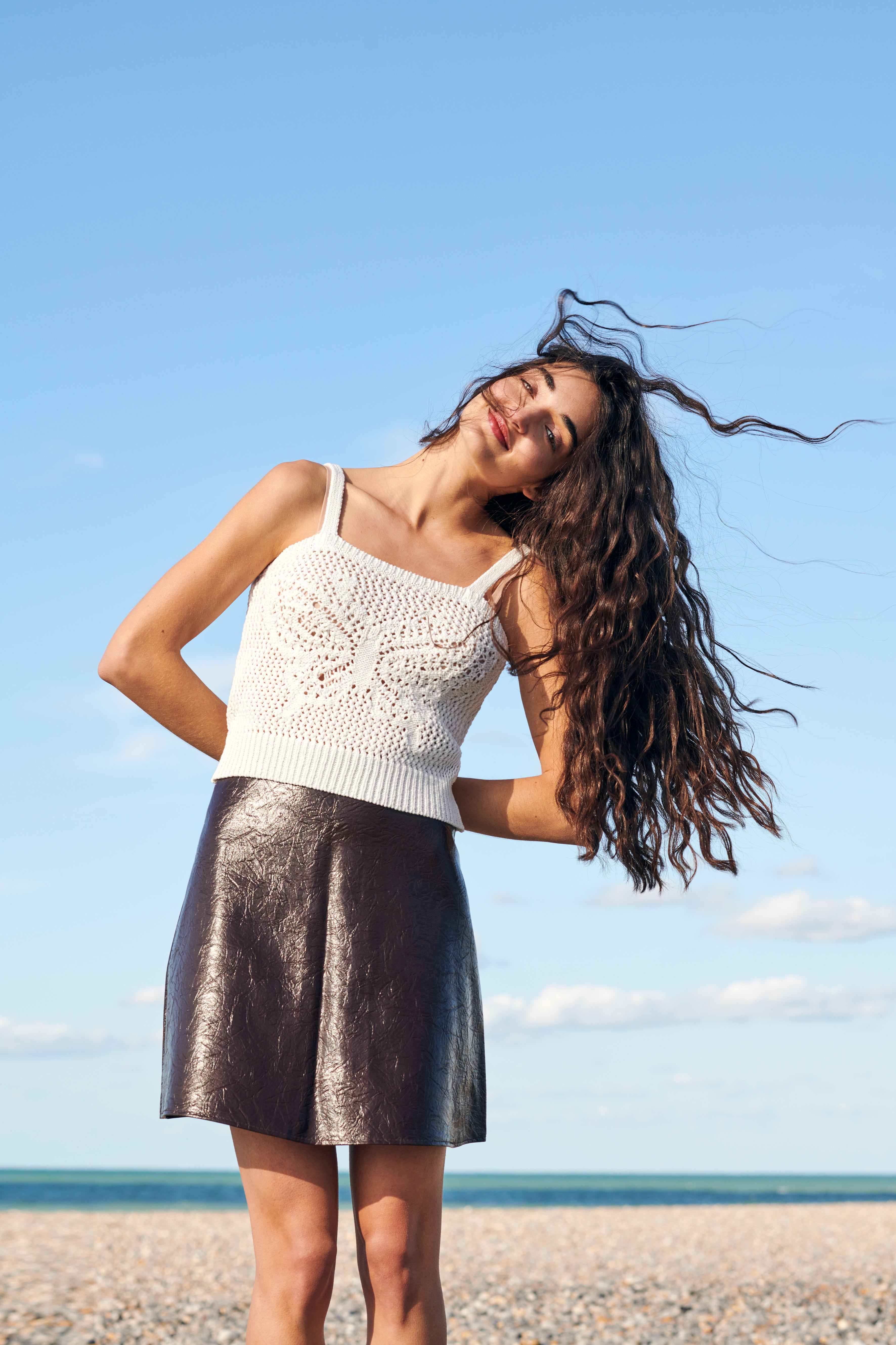 Butterfly Cotton Knit Tank Top In White | GiGi Knitwear | Wolf 