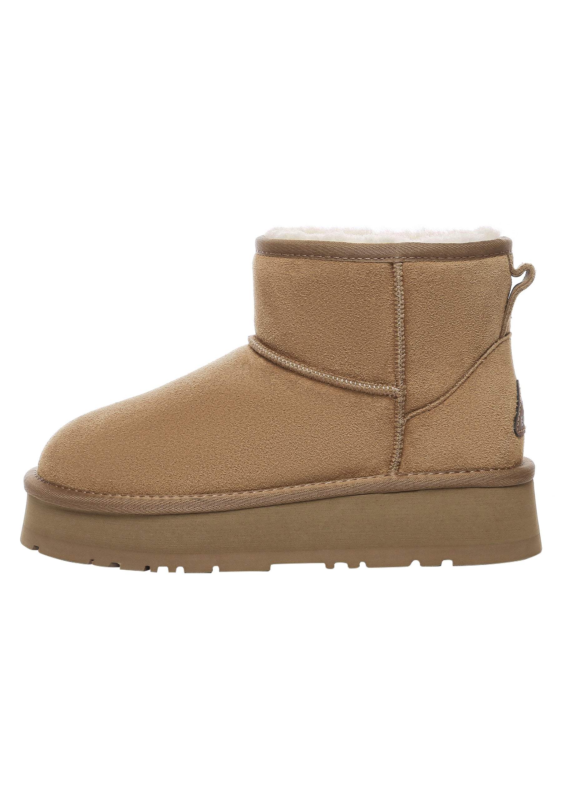 Everau Australia Women's Gold Dusky Leather Platform Short Boots In Chestnut In Brown