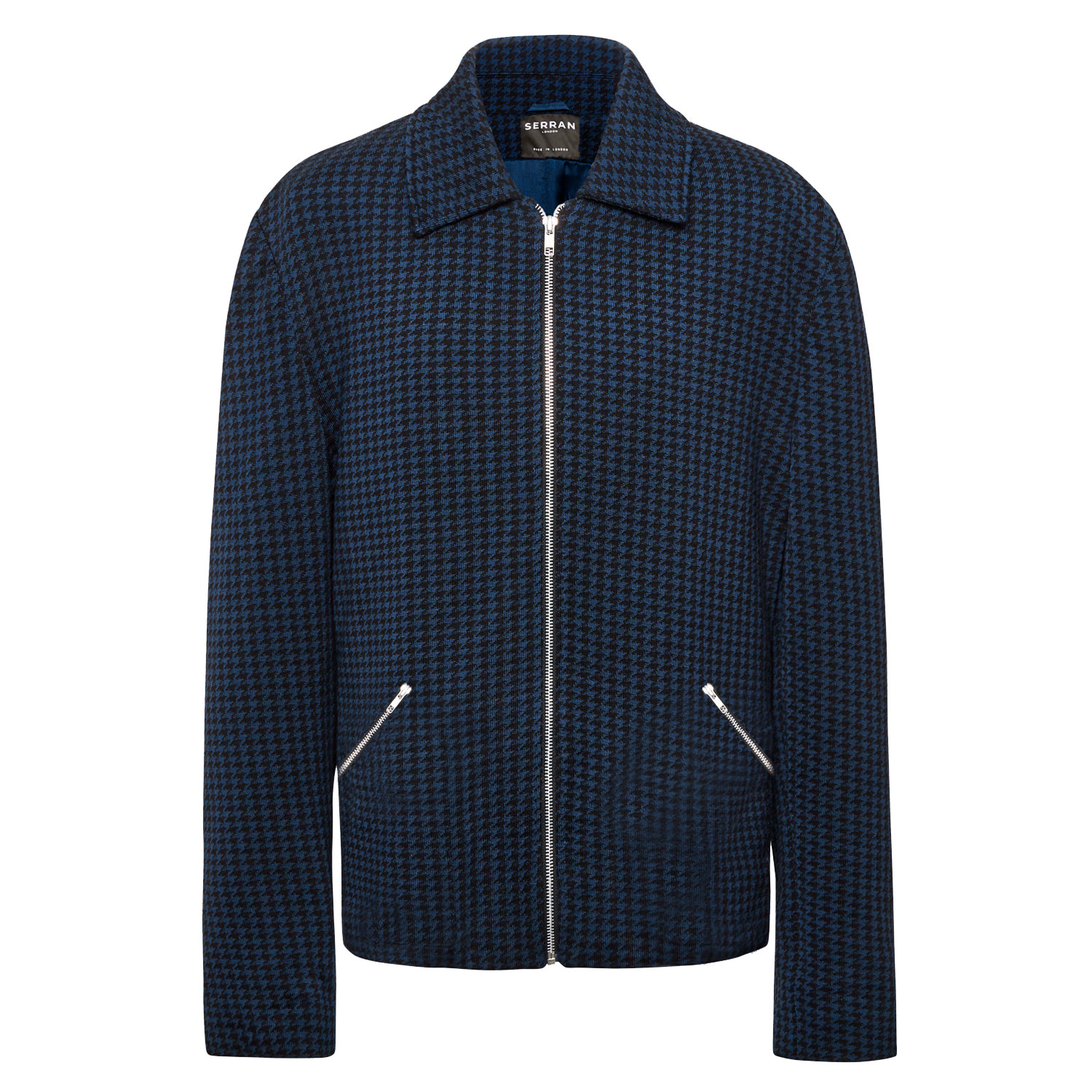 Men’s Blue / Black Houndstooth Knitted Jacket - Navy & Black Extra Large Serran London