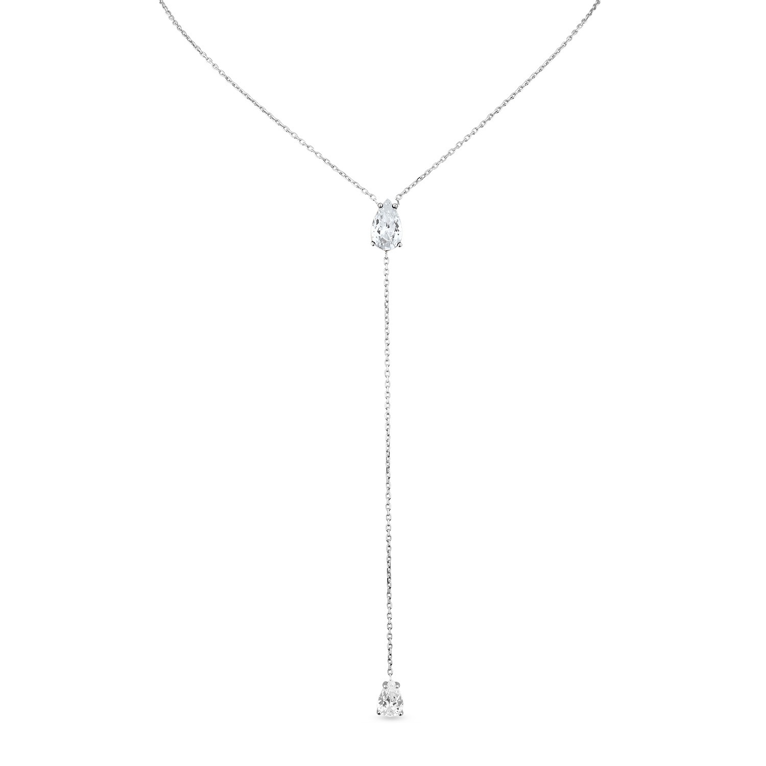 Sally Skoufis Women's White / Silver Pure Lariat With Man Made Cz Diamond Stimulant In Sterling Silver In Multi