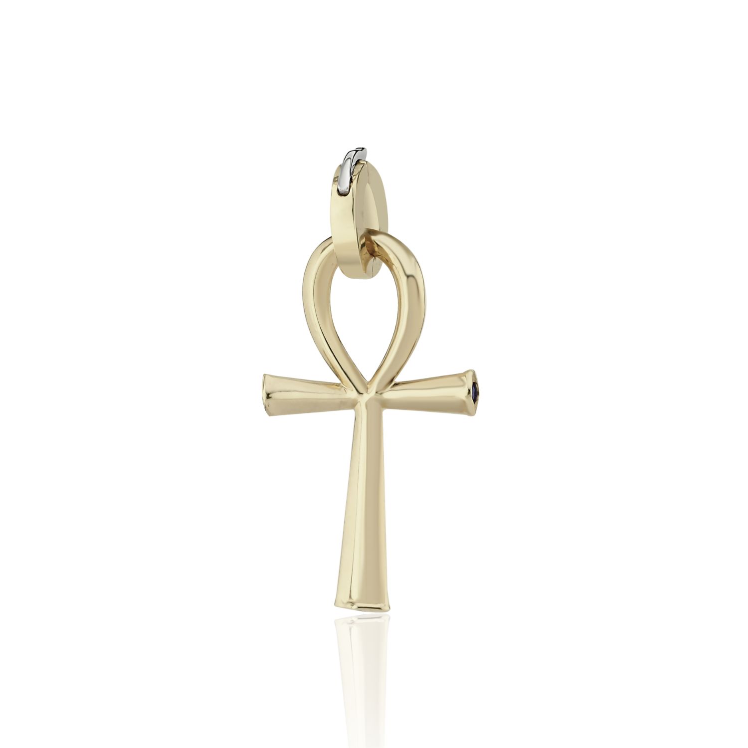 Women’s Ankh Gold Charm With Blue Sapphire Melie Jewelry