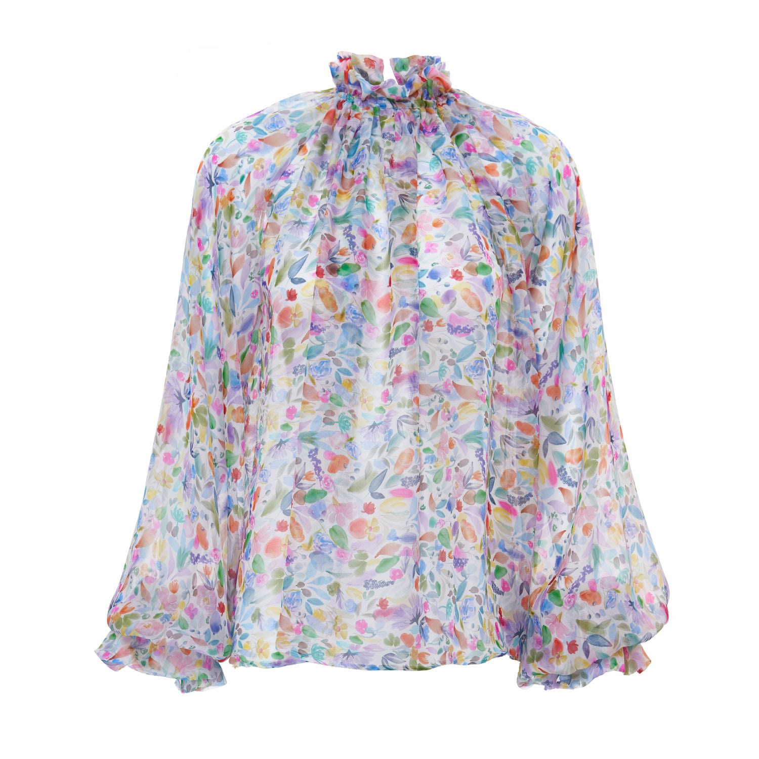 Sofia Tsereteli Watercolor Print Chiffon Blouse