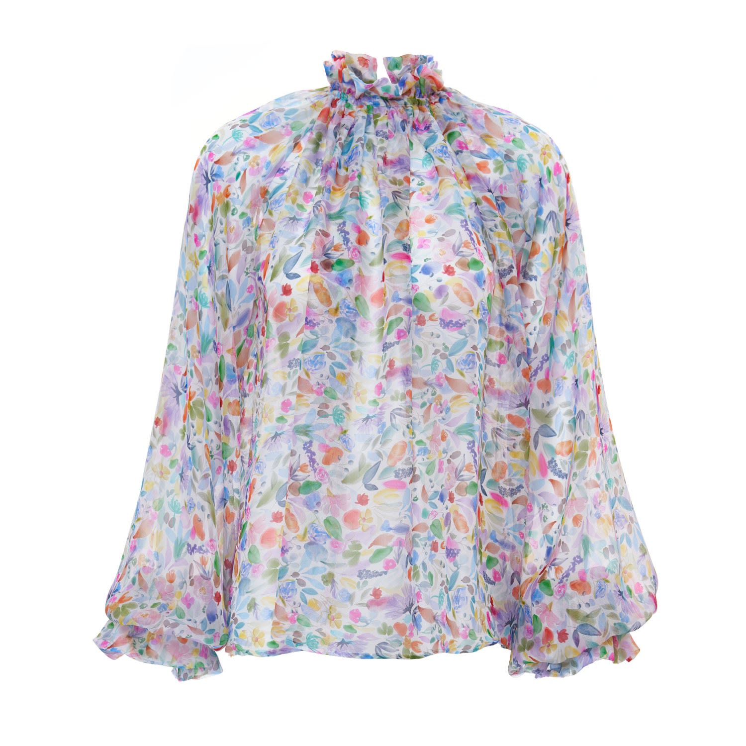 Women’s Watercolour Print Chiffon Blouse Extra Large Sofia Tsereteli