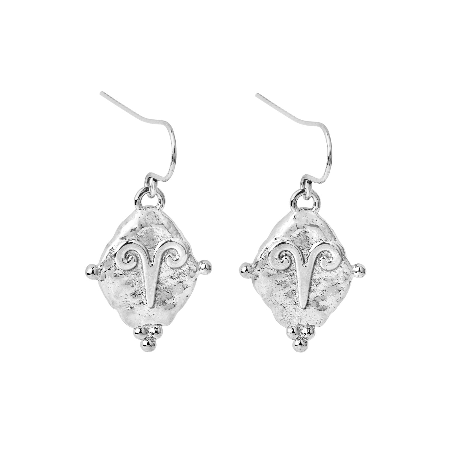 Seven Saints Women's Silver Aries Vintage-style Dangle Earrings, White Rhodium Plated In Metallic