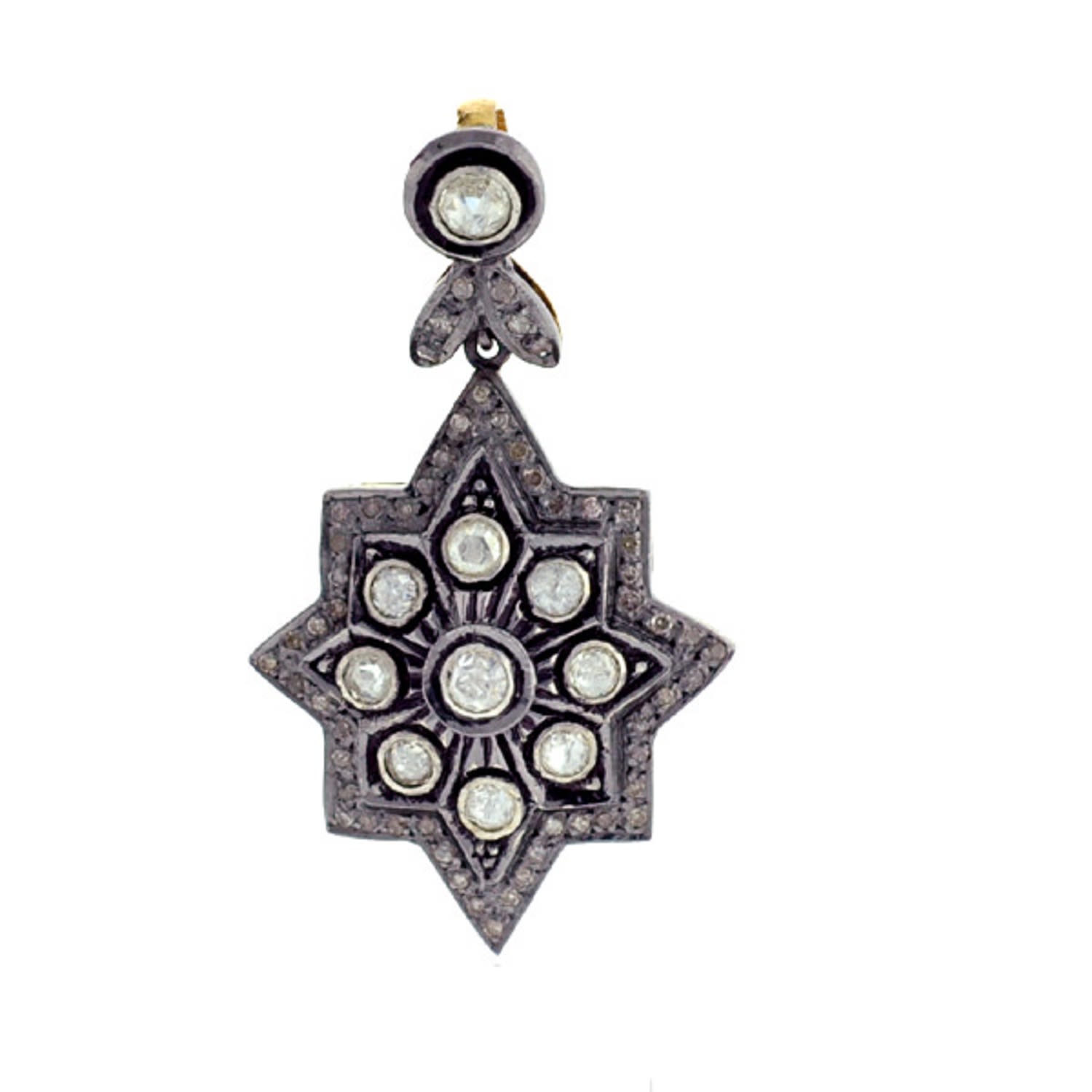 Women’s Silver / White / Grey 14K Gold Antique-Inspired Vintage Diamond Pendant In 925 Sterling Silver Artisan