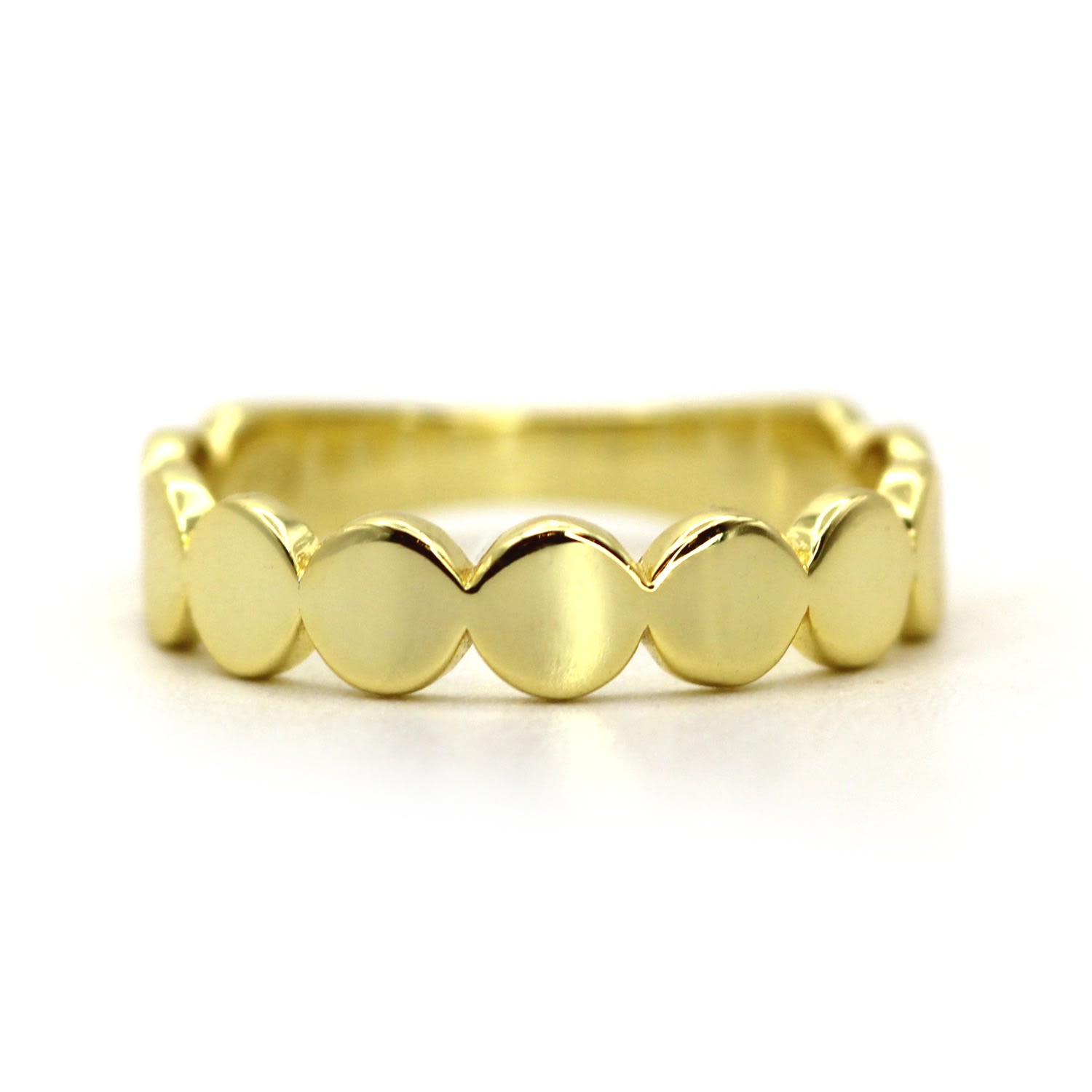 Women’s Modern Flat Dots Yellow Solid Gold Ring Vicstonenyc Fine Jewelry