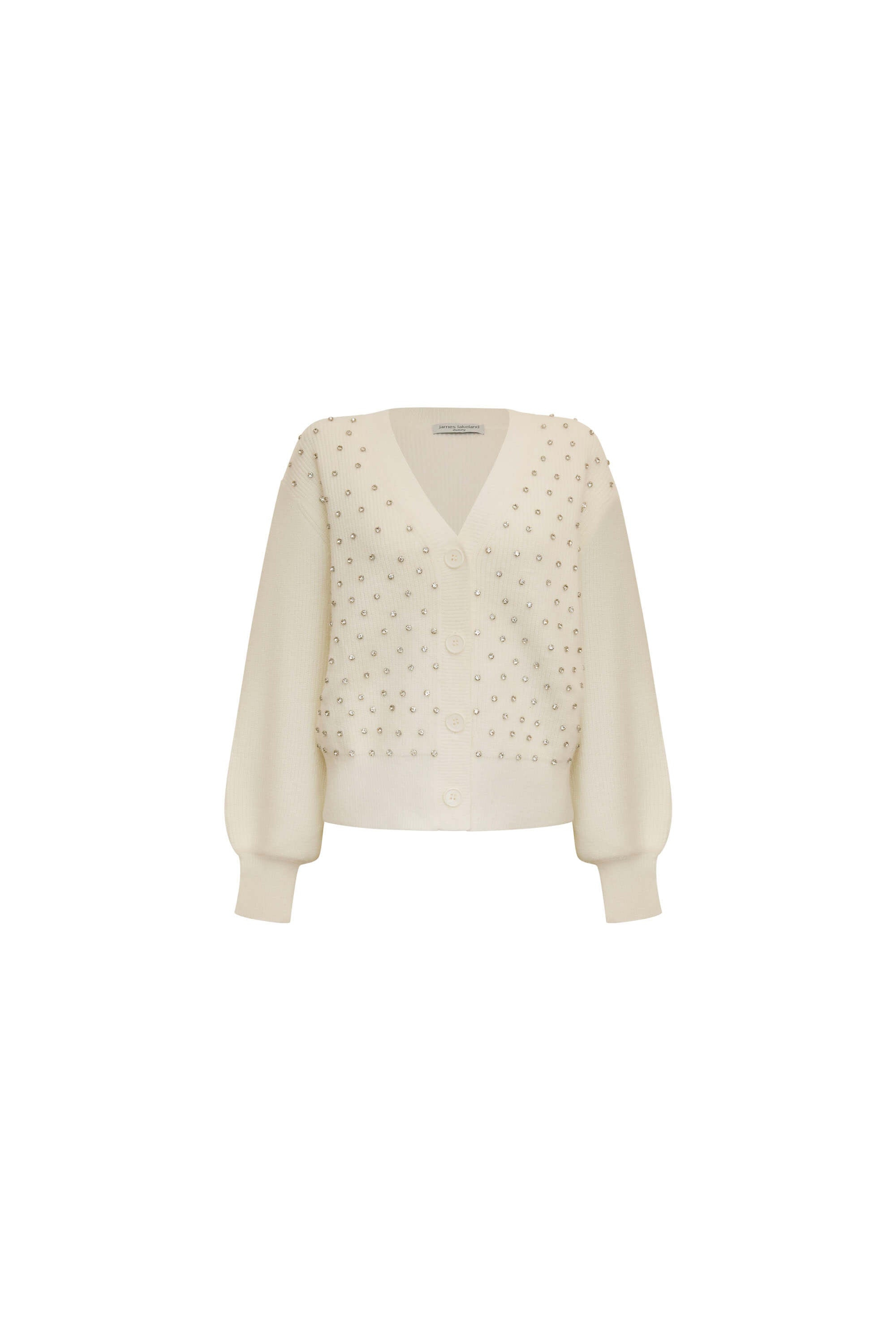 James Lakeland Women's White Cream Stud Cardi In Neutral