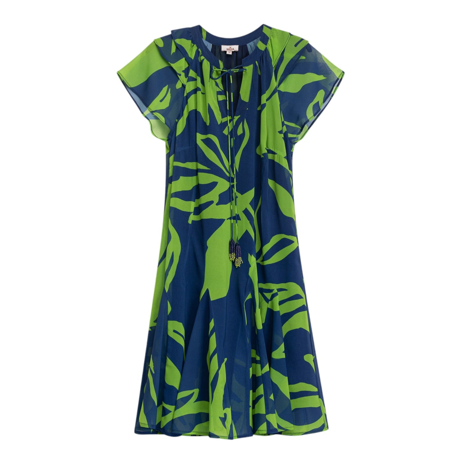 Niza Women's Green / Black Short Fluid Dress Acacia