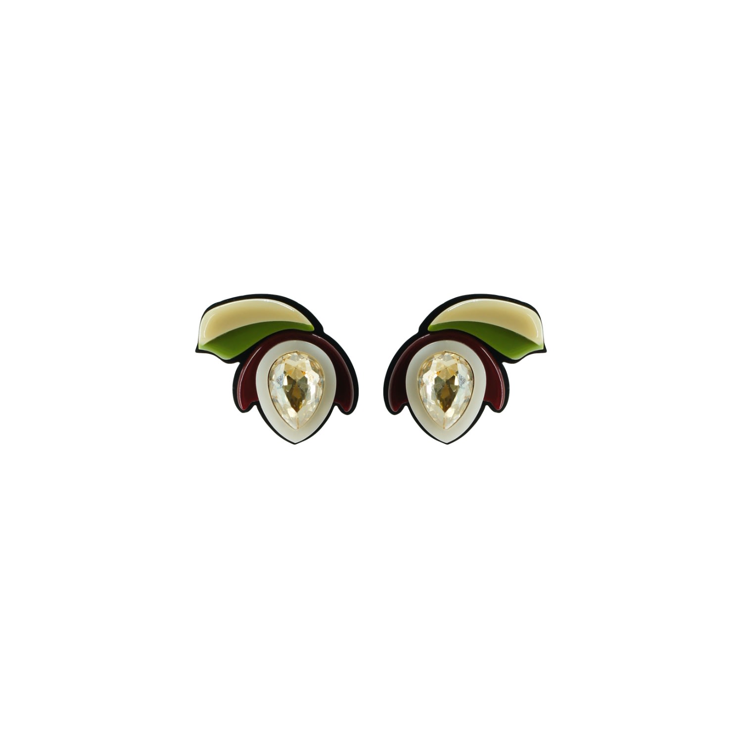 Gissa Bicalho Women's Neutrals / Green Earring Small Short Magnolia Cream