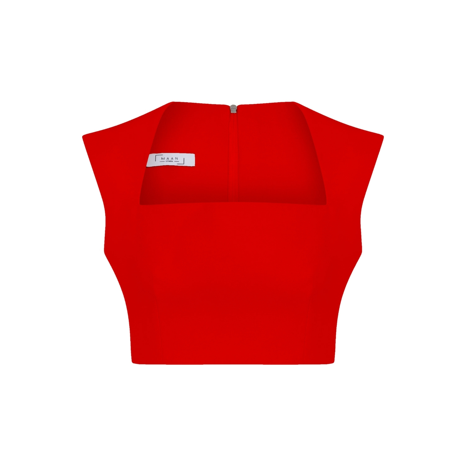 Maan Istanbul Women's Square Neckline Zippered Red Bustier - Scarlett In Red