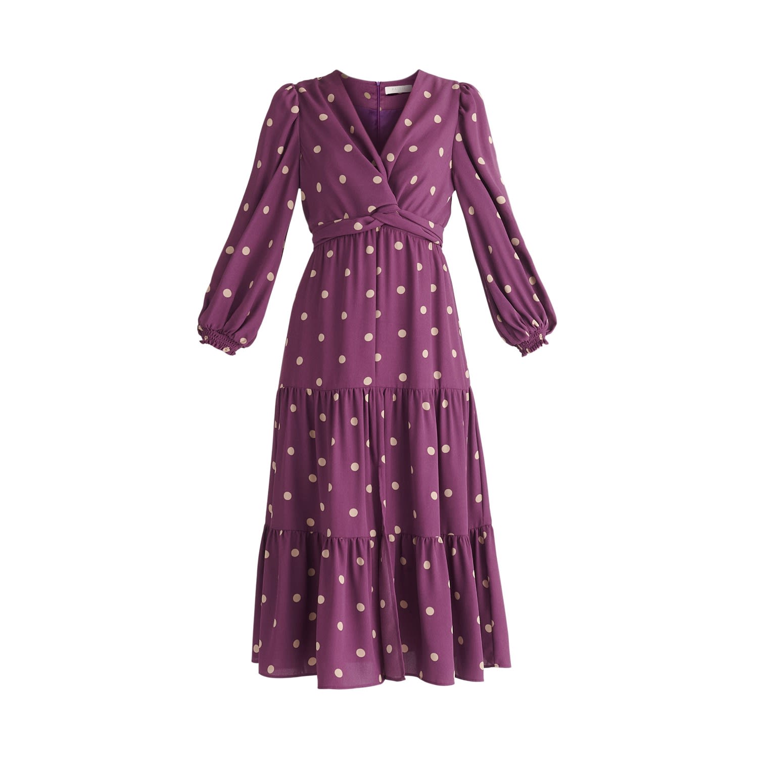 Women’s Pink / Purple Tiered Hem Polka Dot Dress In Purple And Cream Extra Small Paisie