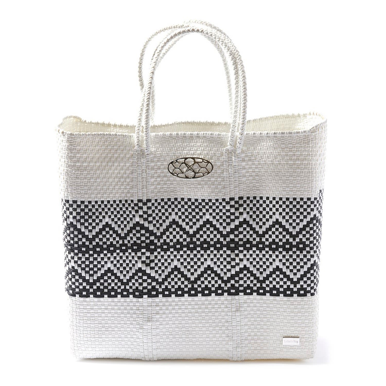 Women’s Medium White Aztec Stripe Tote Bag Lolas Bag