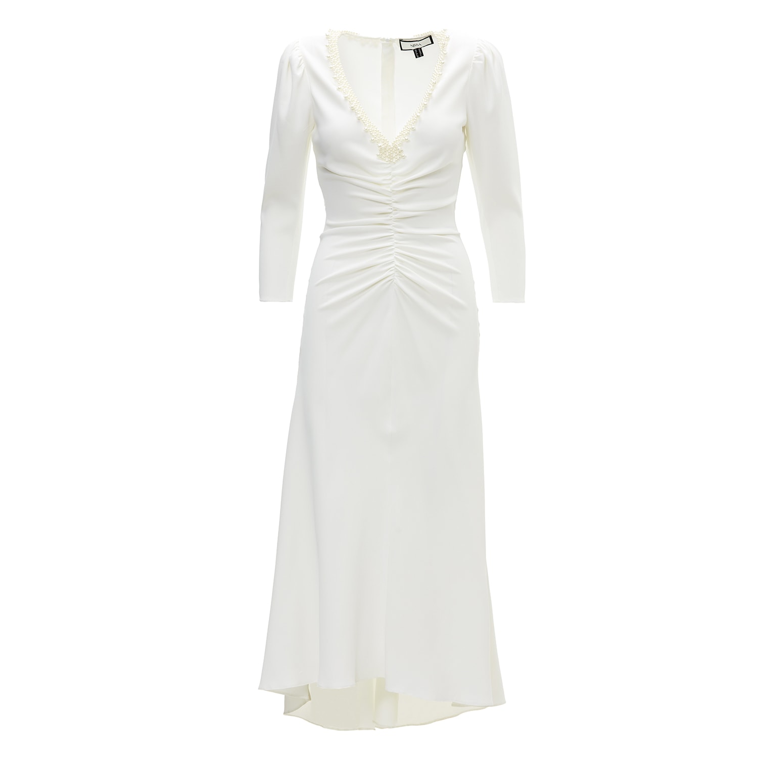 Women’s Faux Pearl-Appliqué Midi Dress White Xxs Nissa