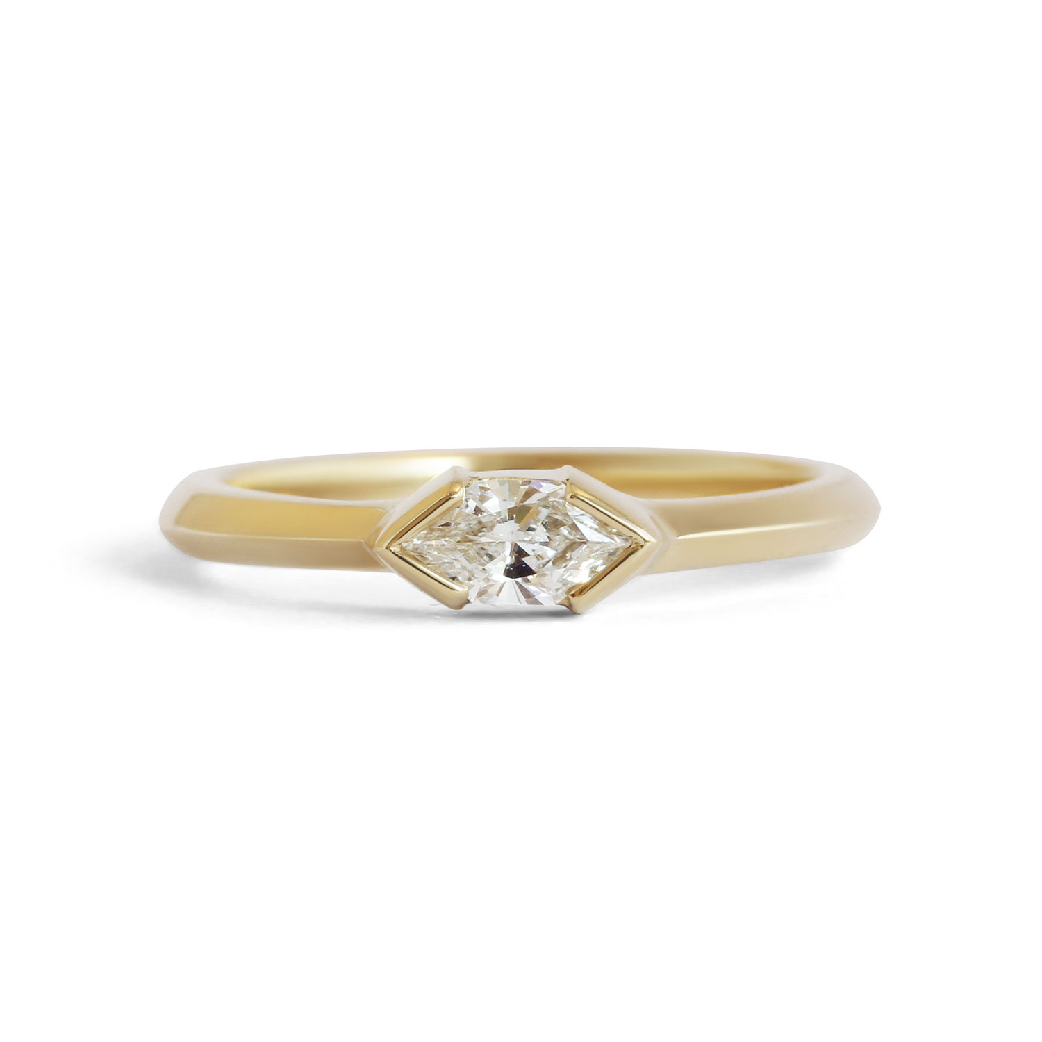 Women’s Gold / White Sideways Ring / Duchess Diamond Goldpoint Jewelry