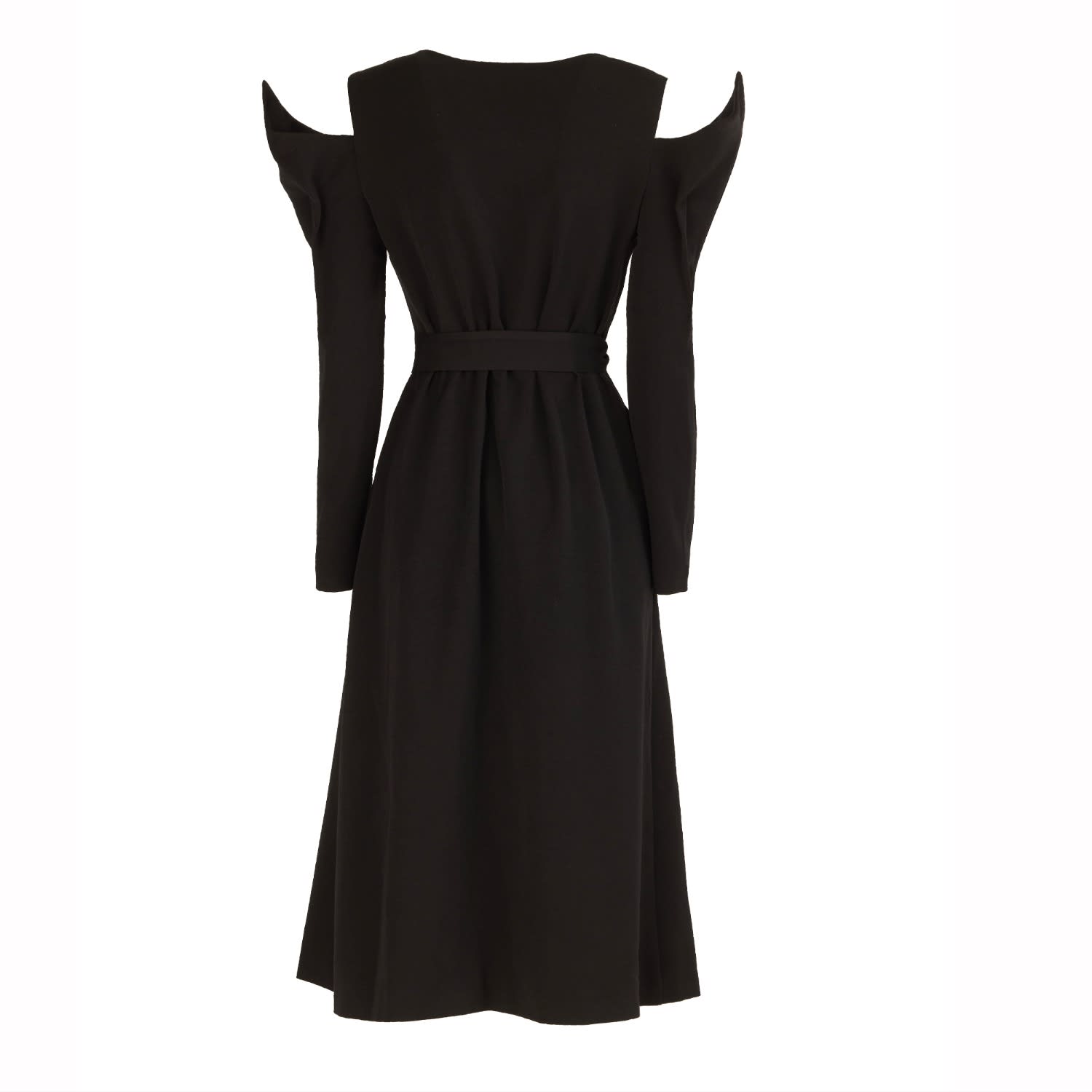 Fashion Long Button-Up Dress With Belt Black, Julia Allert