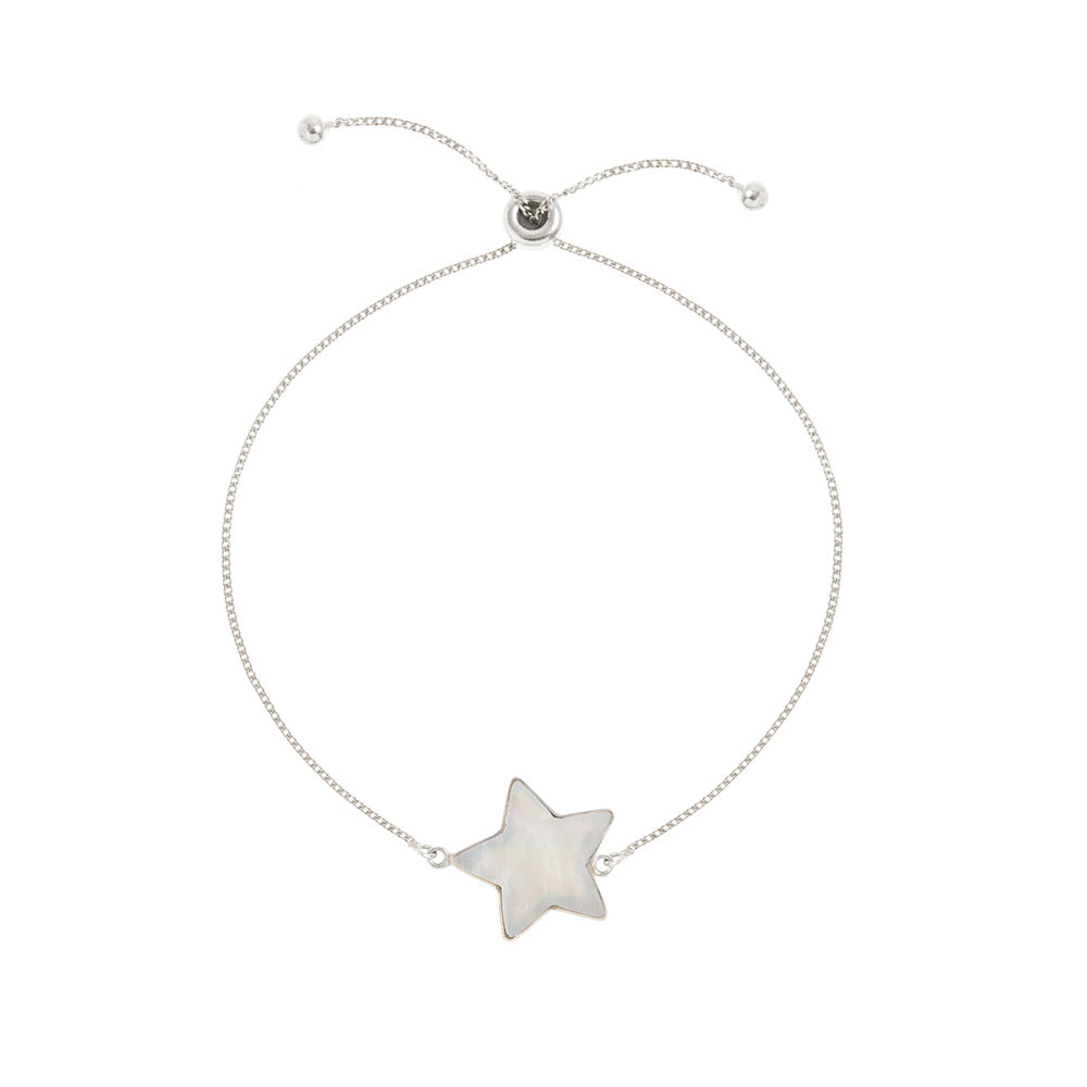 Women’s White / Silver Adjustable Star Bracelet Sterling Silver Freya Rose