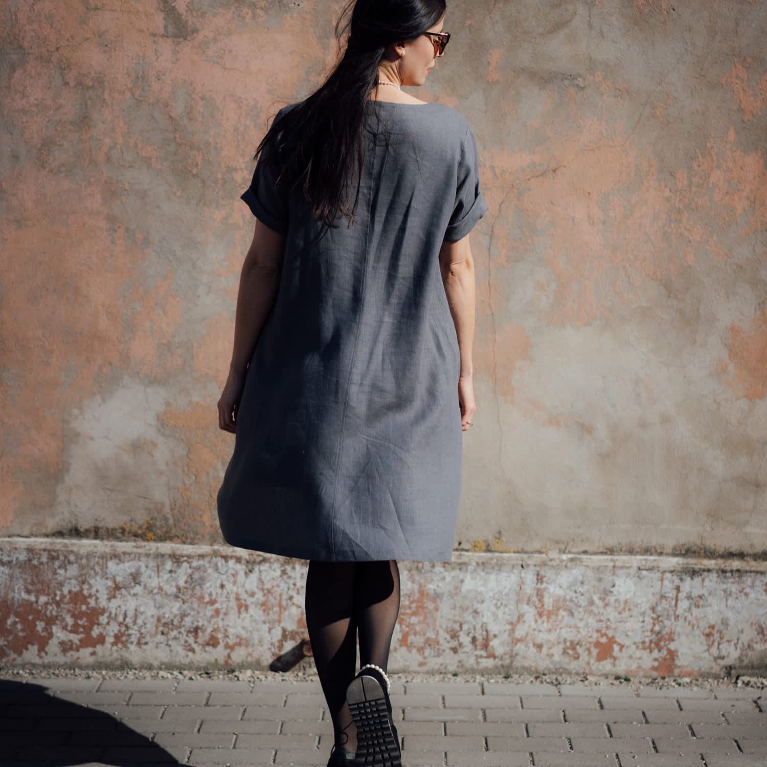 Jane Dress In Dark Grey Linen | LUXE HAPSAL | Wolf & Badger