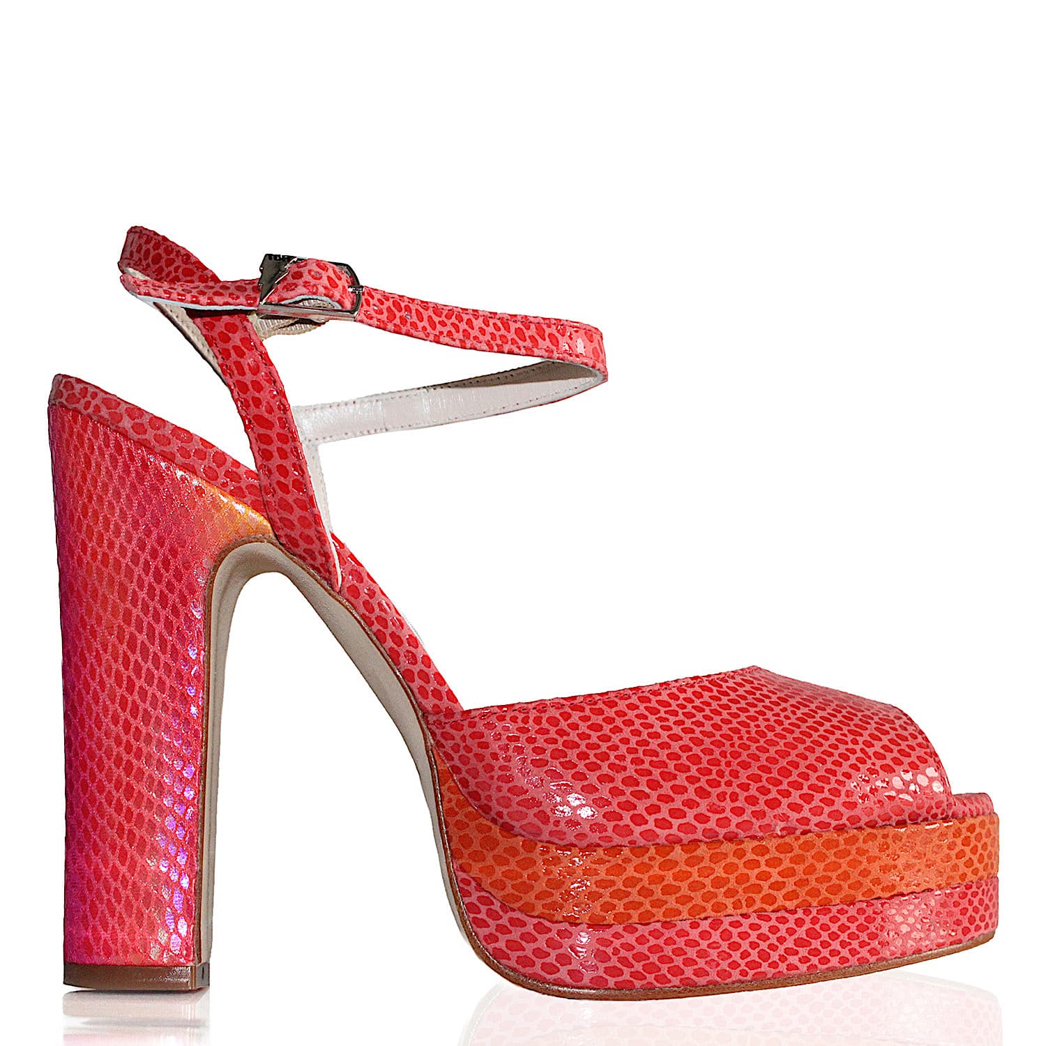 Terry De Havilland Women's Pink / Purple / Yellow Ivy Fantasy Platform Block Heel In Red