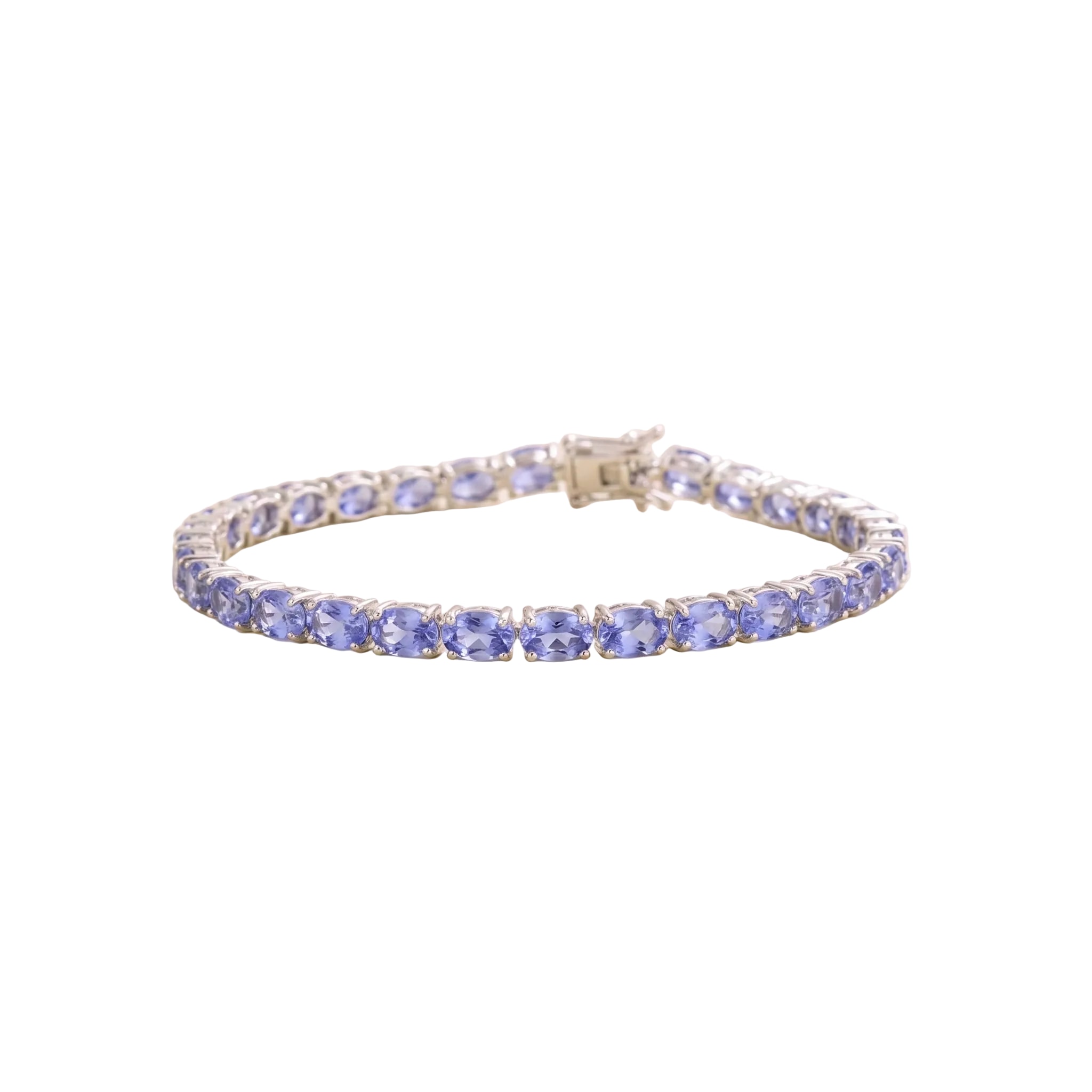 Juvetti Women's Blue / Silver Salto Light Blue Sapphire Oval Tennis Bracelet In White Gold In Blue/silver
