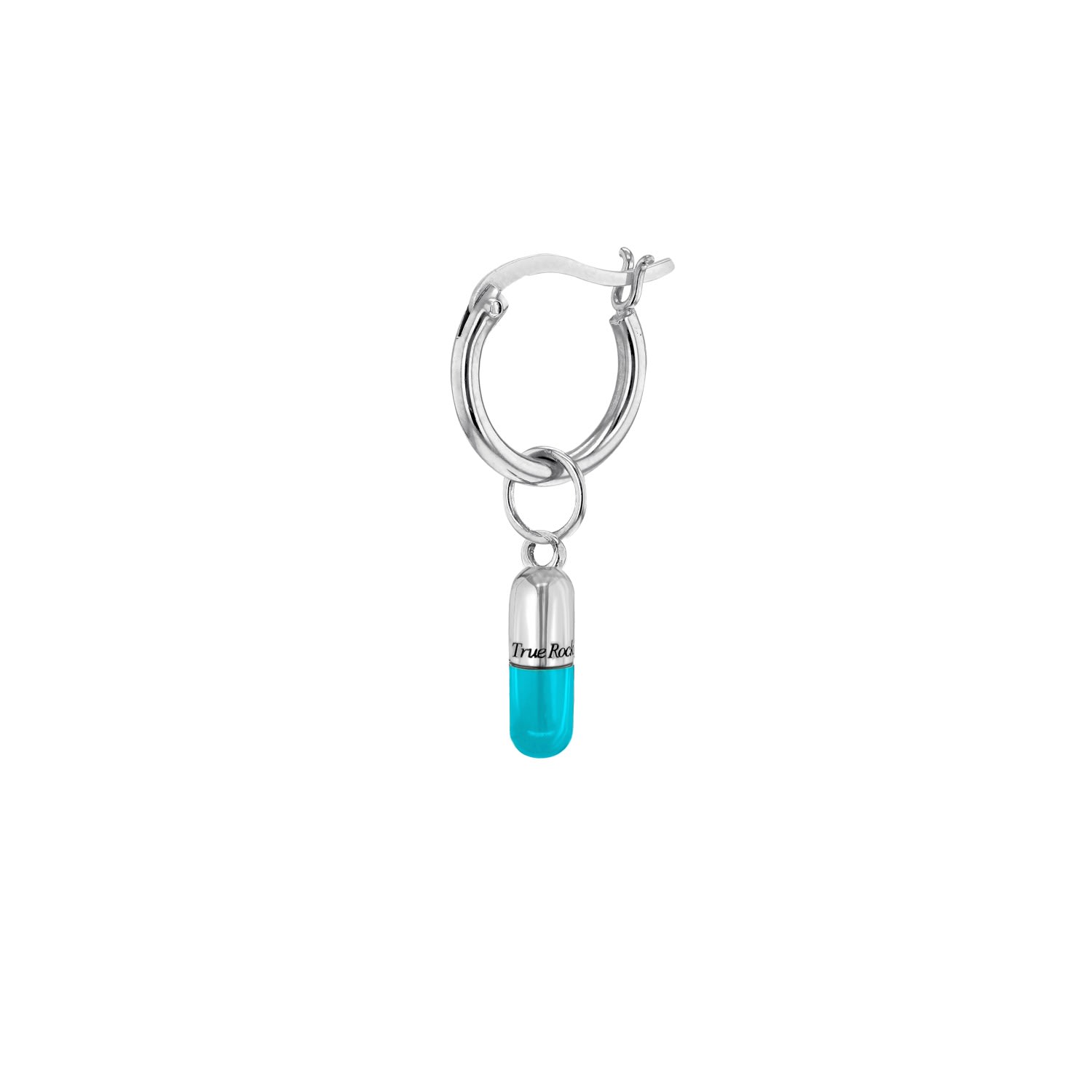 Men’s Blue / Silver Turquoise & Sterling Silver Mini Pill Charm On Silver Hoop True Rocks