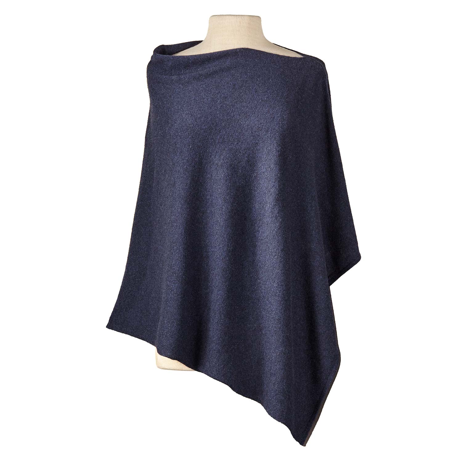 Women’s Blue Alpine Cashmere Classic Poncho - Midnight One Size