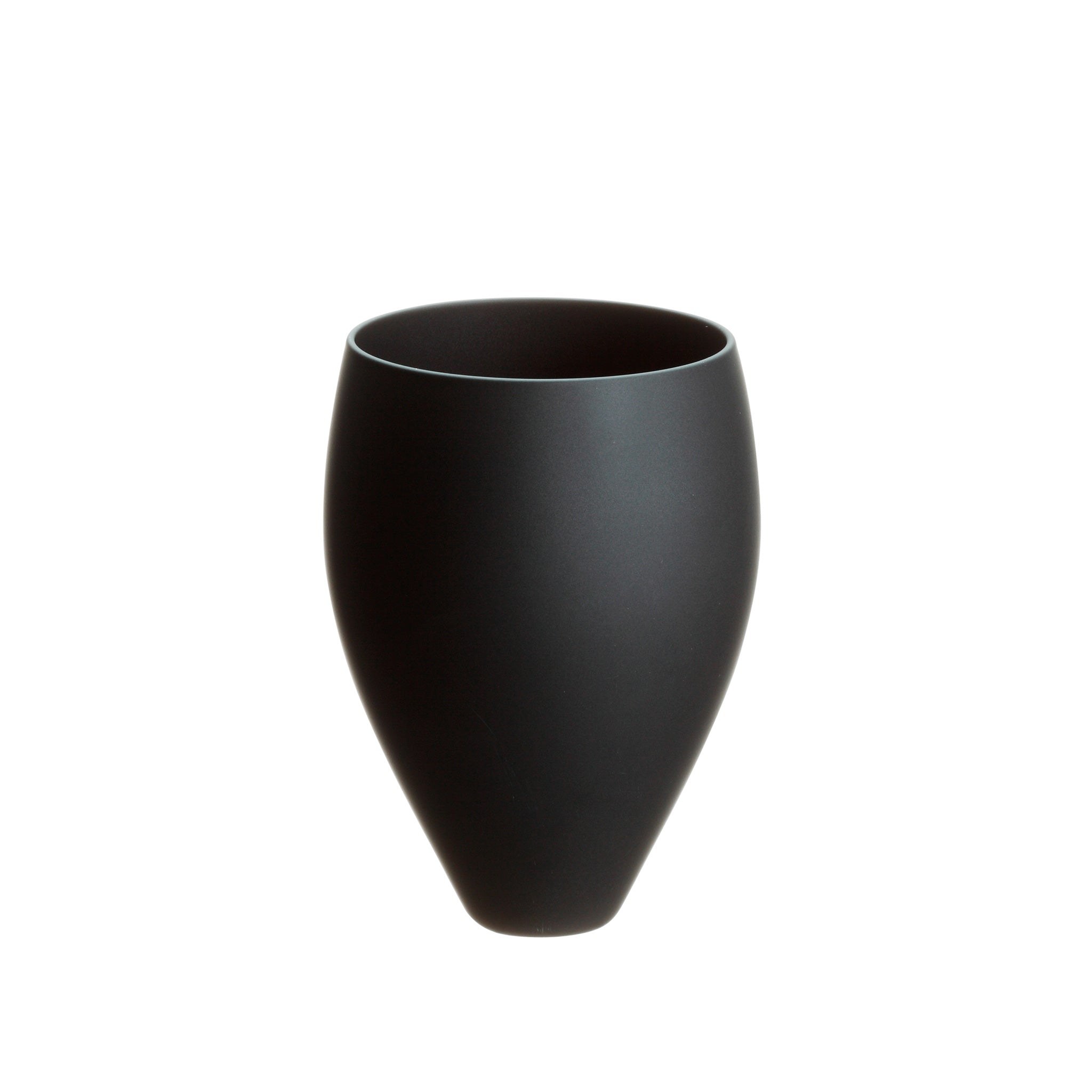 Sghr Sugahara Relax Handcrafted Matte Black Glass Vertically Elongated Small In Black